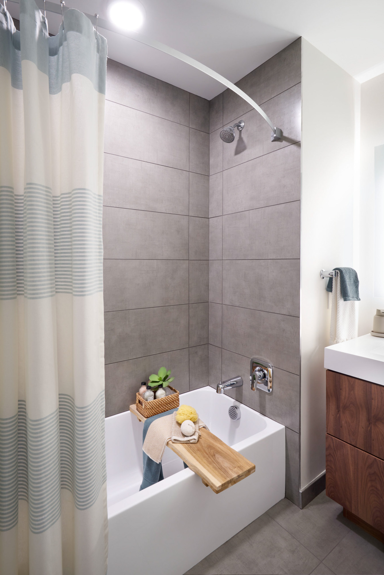 The bathroom in a VYV apartment in Jersey City.