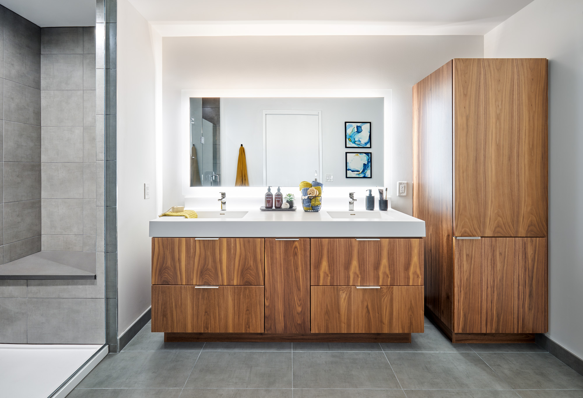 The bathroom in a VYV apartment in Jersey City.