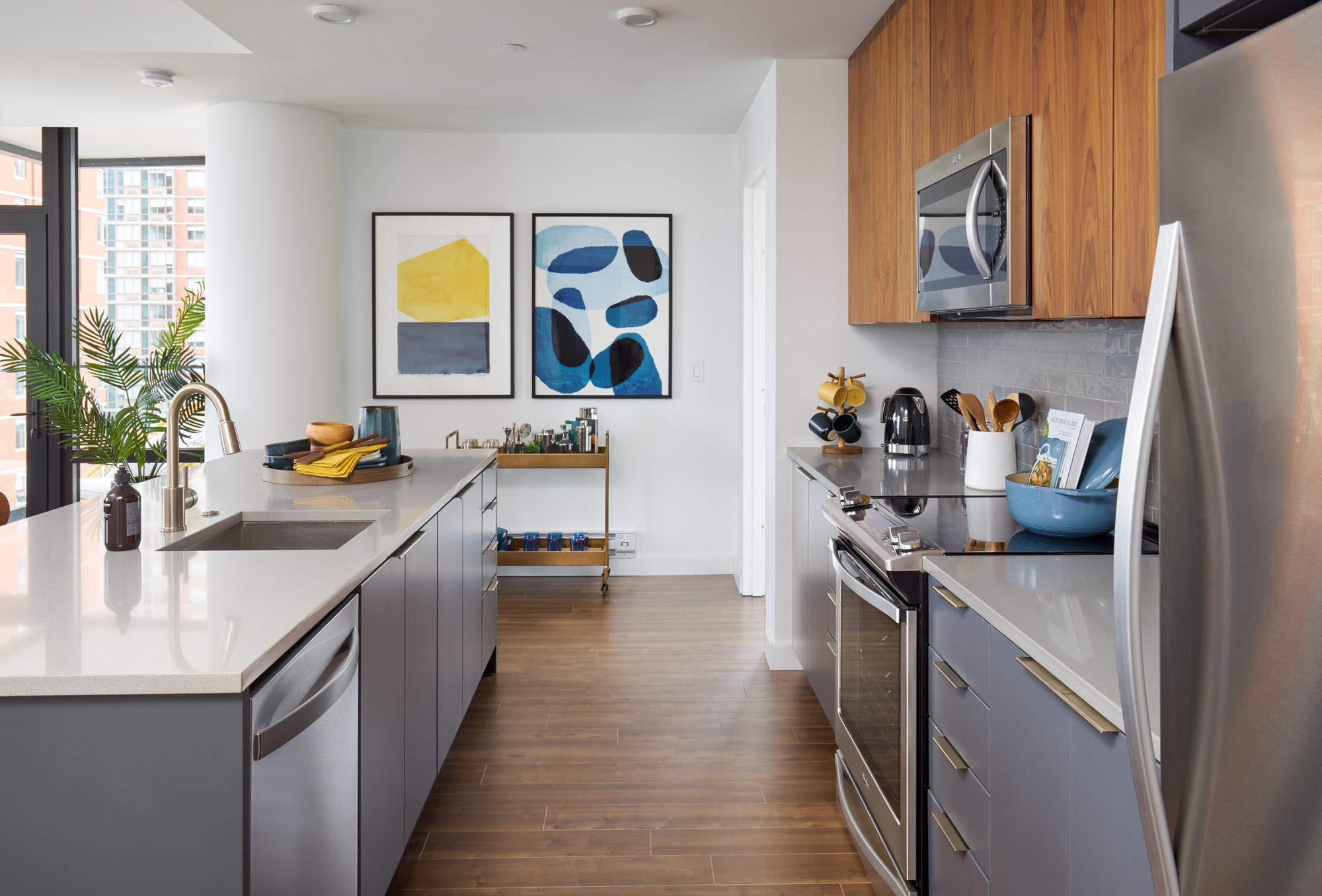 The kitchen in a VYV apartment in Jersey City.