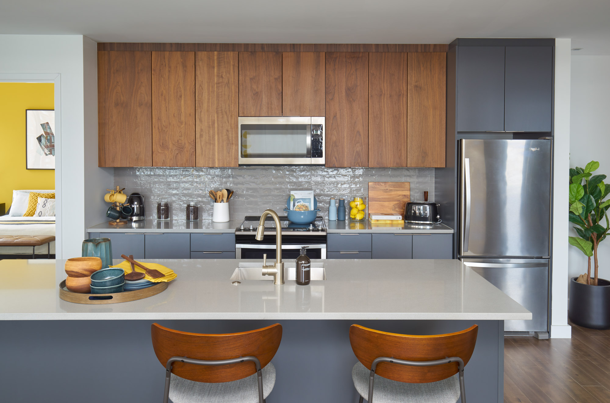 The kitchen in a VYV apartment in Jersey City.