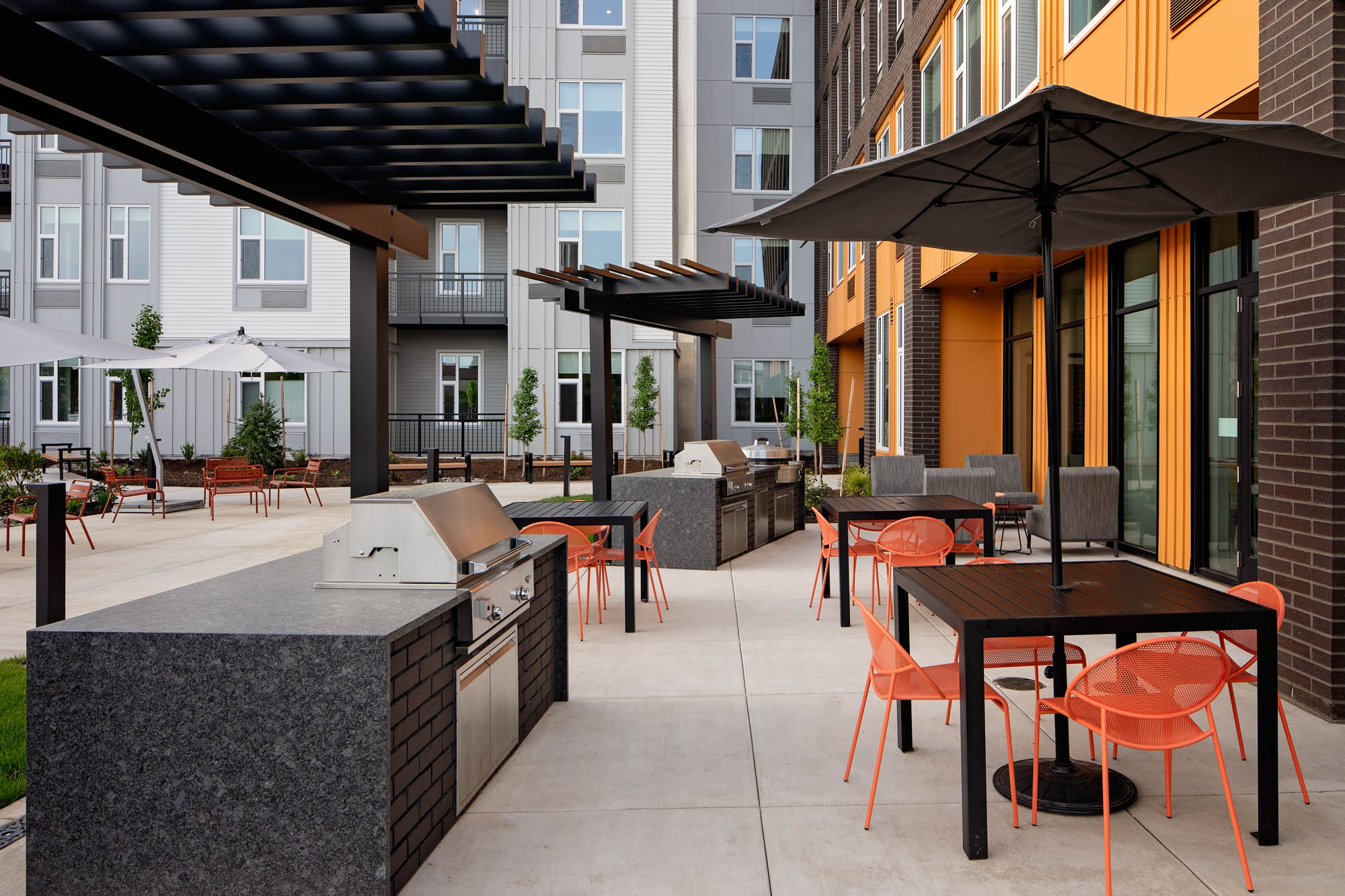 The grilling stations at Verso apartments in Beaverton, Oregon.