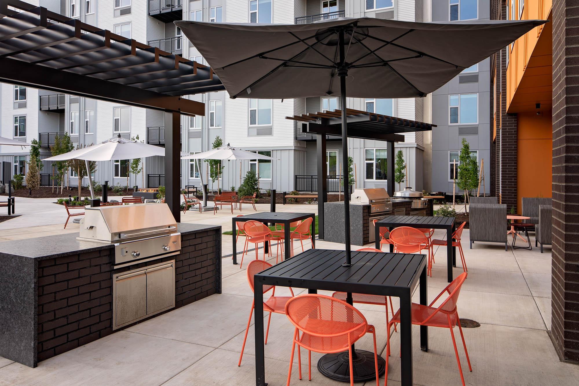 The grilling stations at Verso apartments in Beaverton, Oregon.