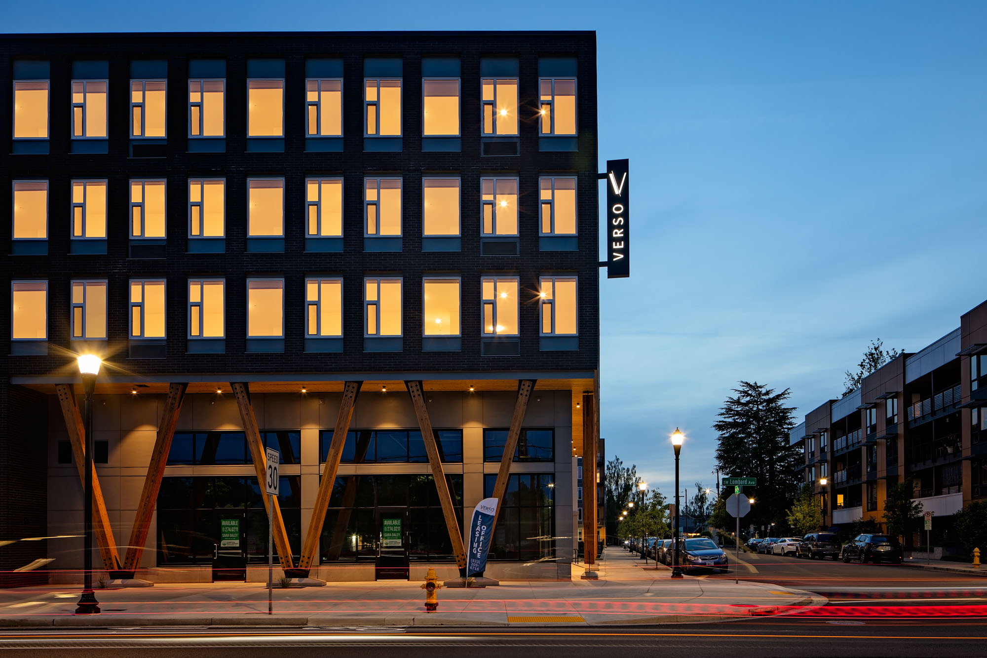 The building facade at Verso apartments in Beaverton, Oregon.