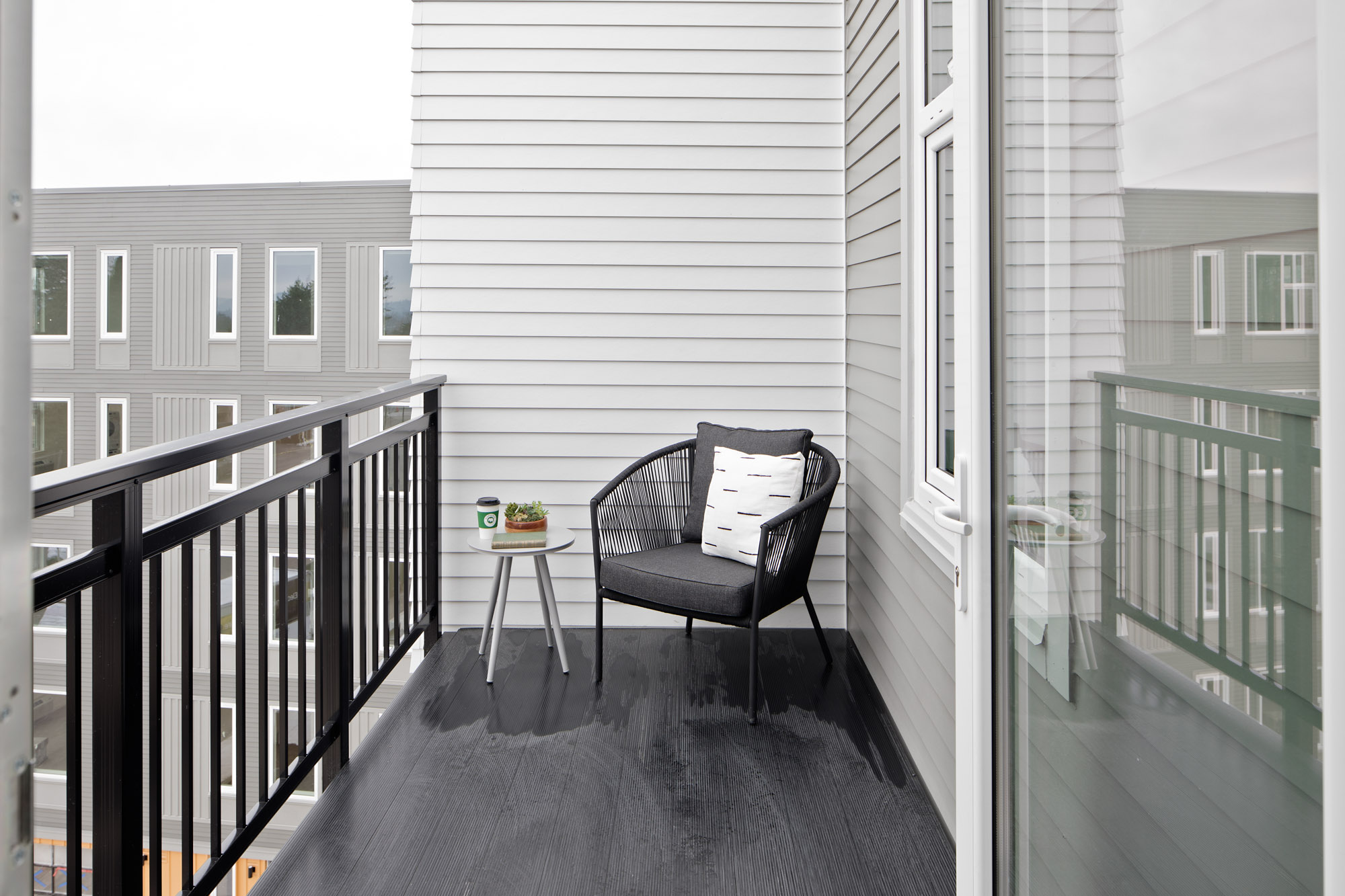 A balcony in Verso apartments in Beaverton, Oregon.