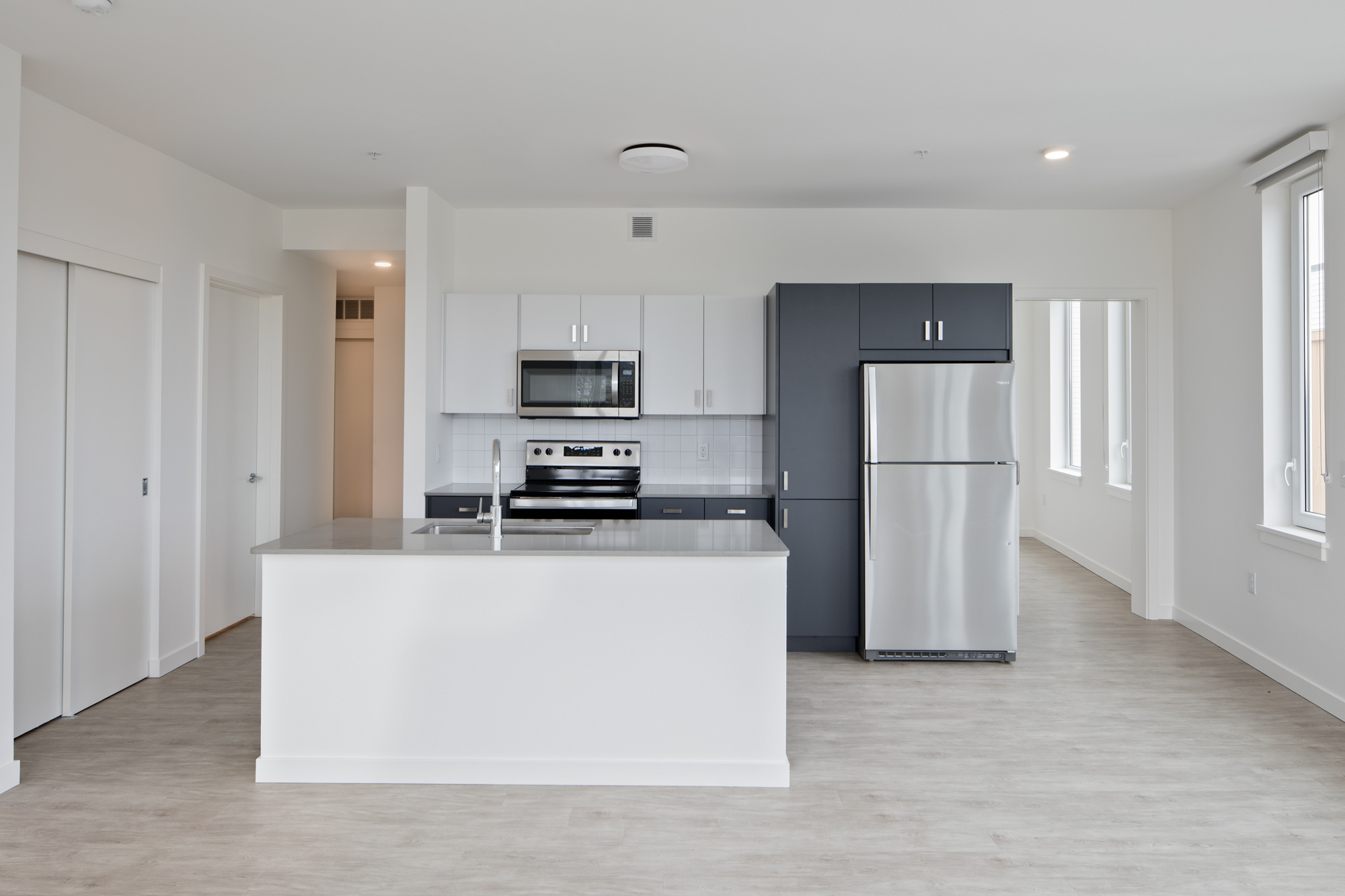 A kitchen in Verso apartments in Beaverton, Oregon.