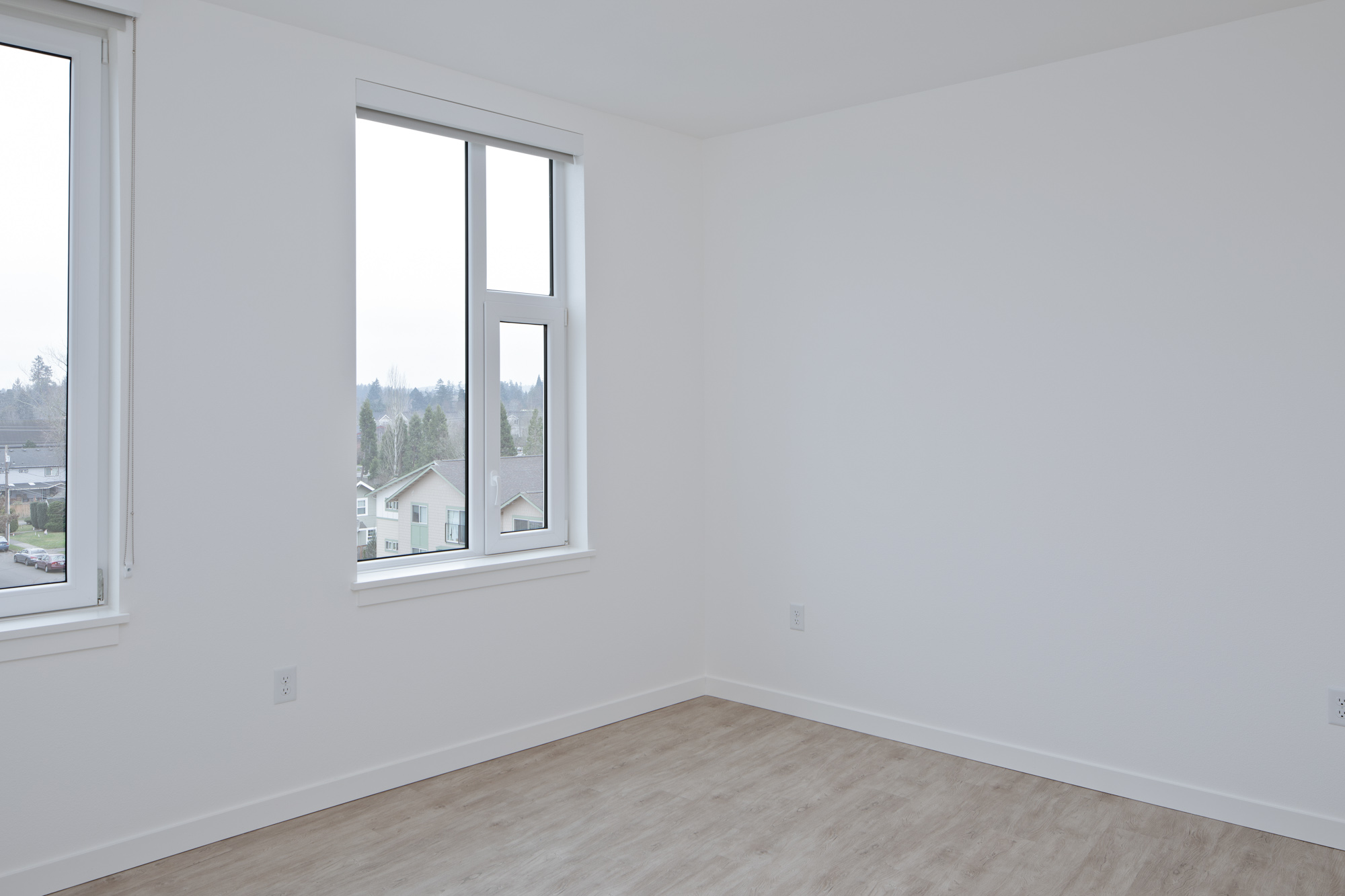 A bedroom in Verso apartments in Beaverton, Oregon.