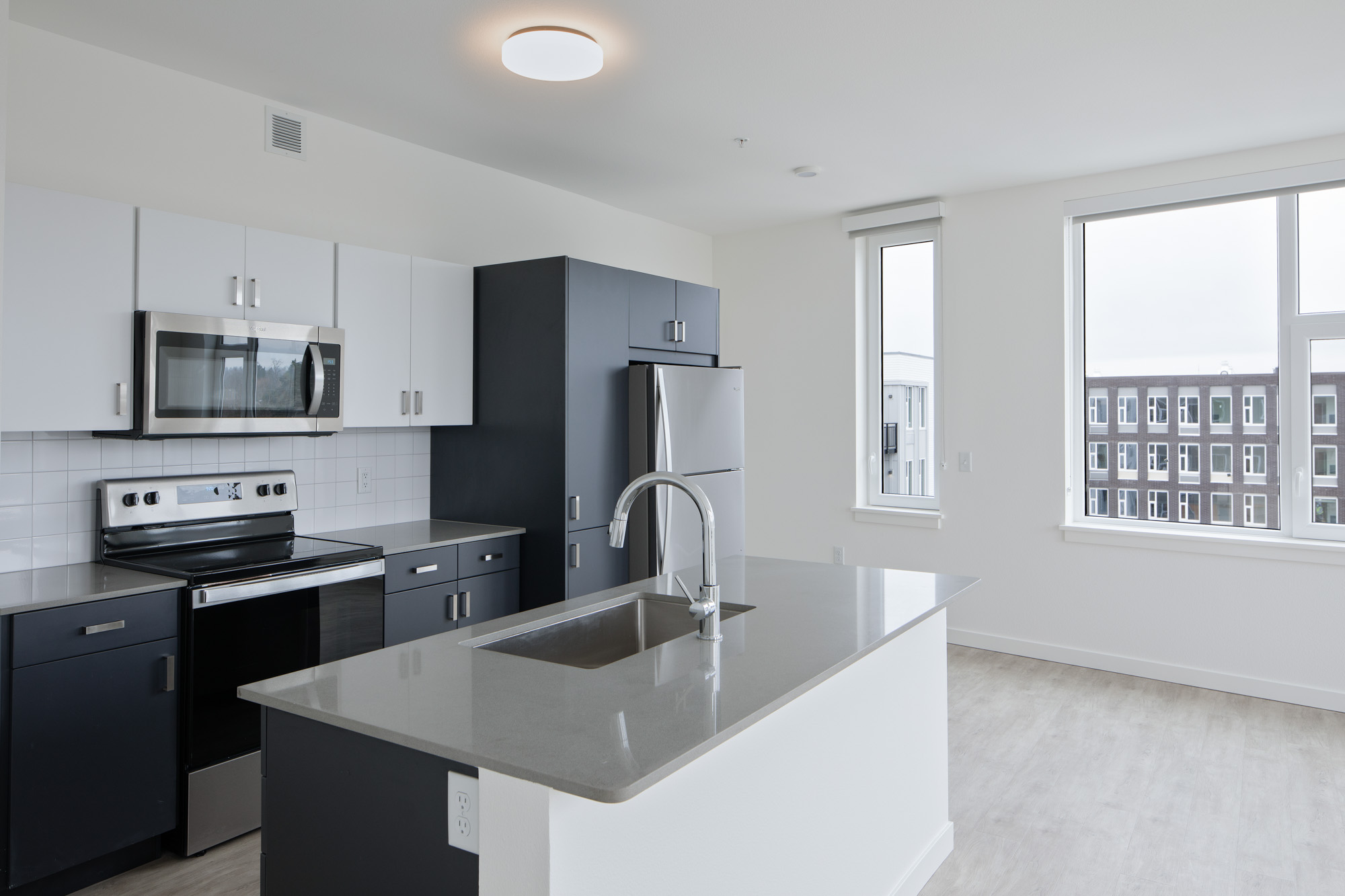 A kitchen in Verso apartments in Beaverton, Oregon.