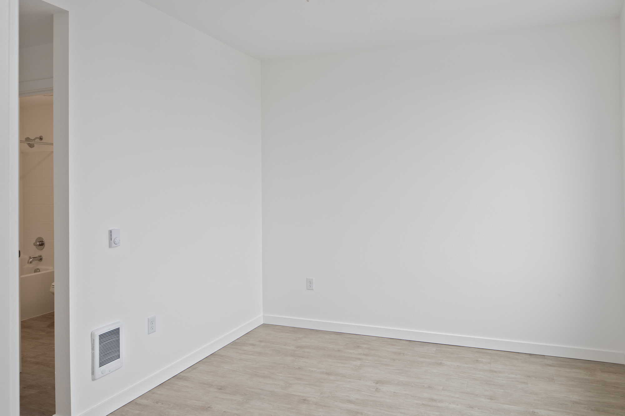 A bedroom in Verso apartments in Beaverton, Oregon.