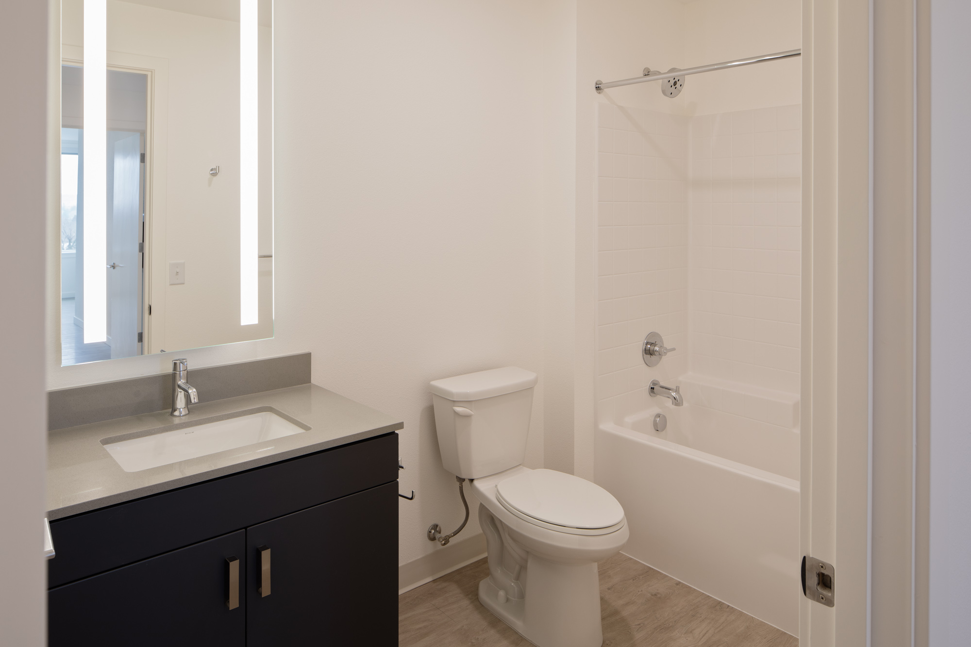 A bathroom in Verso apartments in Beaverton, Oregon.