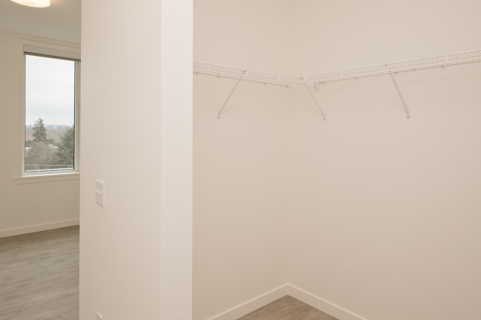 A closet in Verso apartments in Beaverton, Oregon.