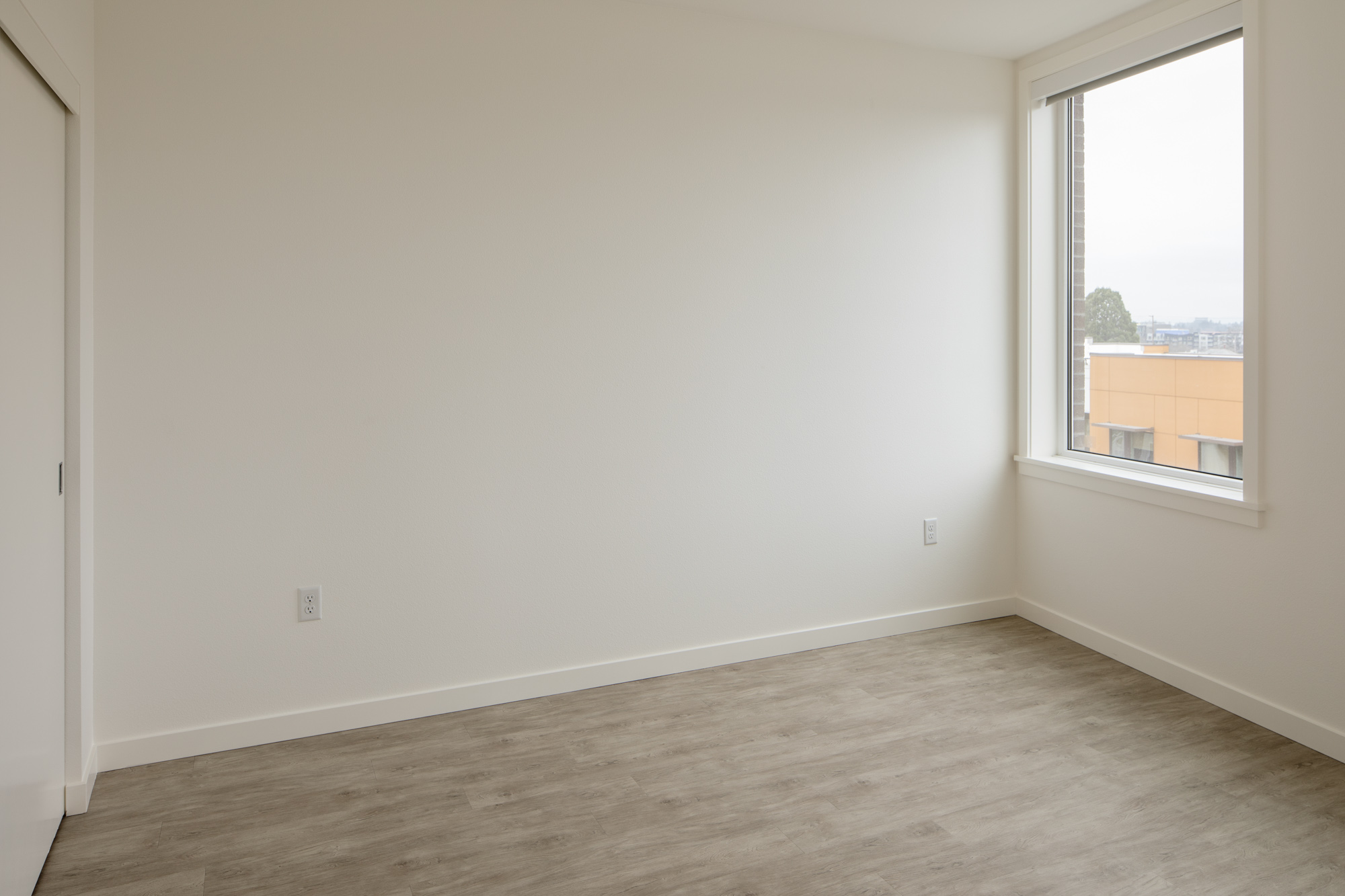 A bedroom in Verso apartments in Beaverton, Oregon.