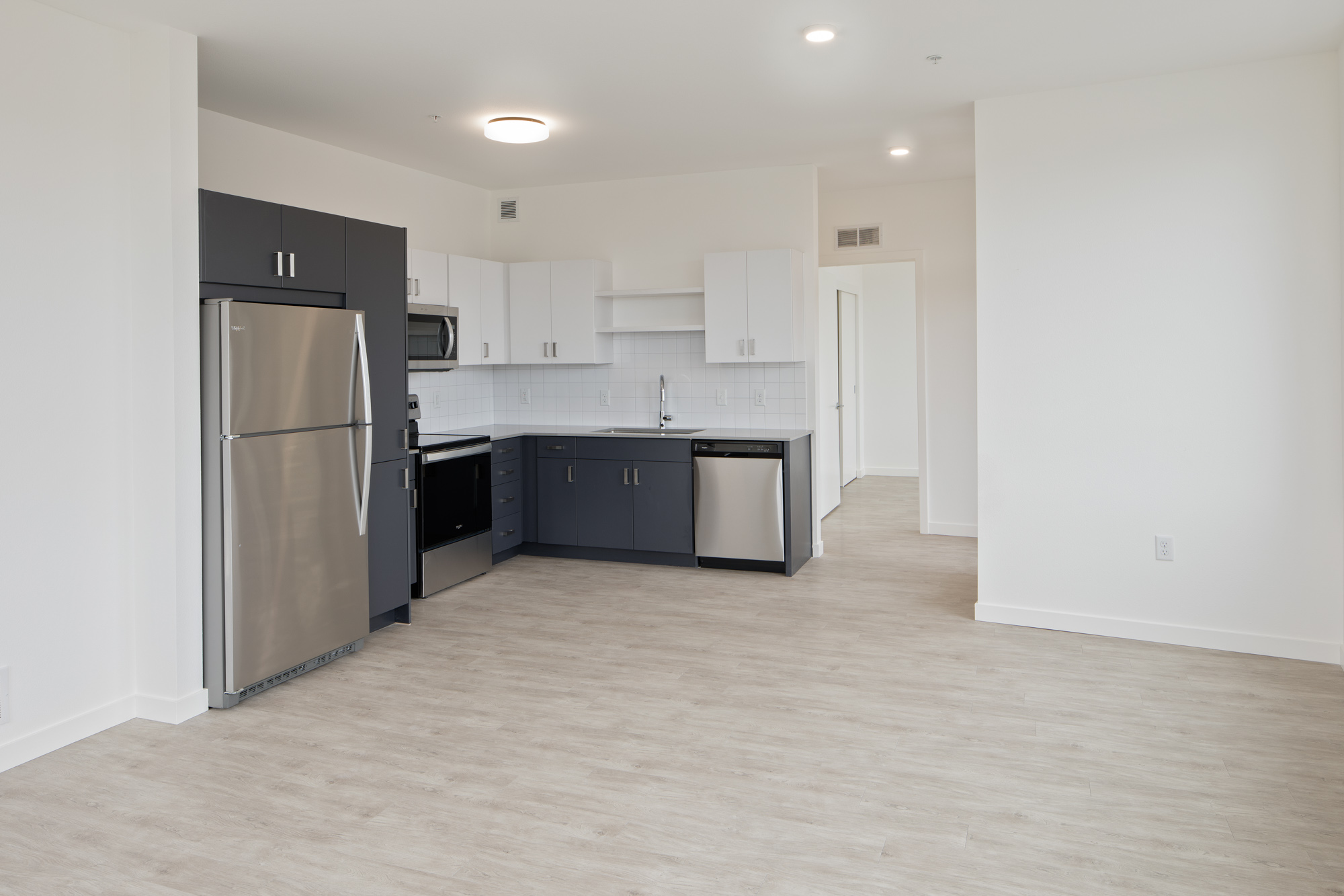 A kitchen in Verso apartments in Beaverton, Oregon.