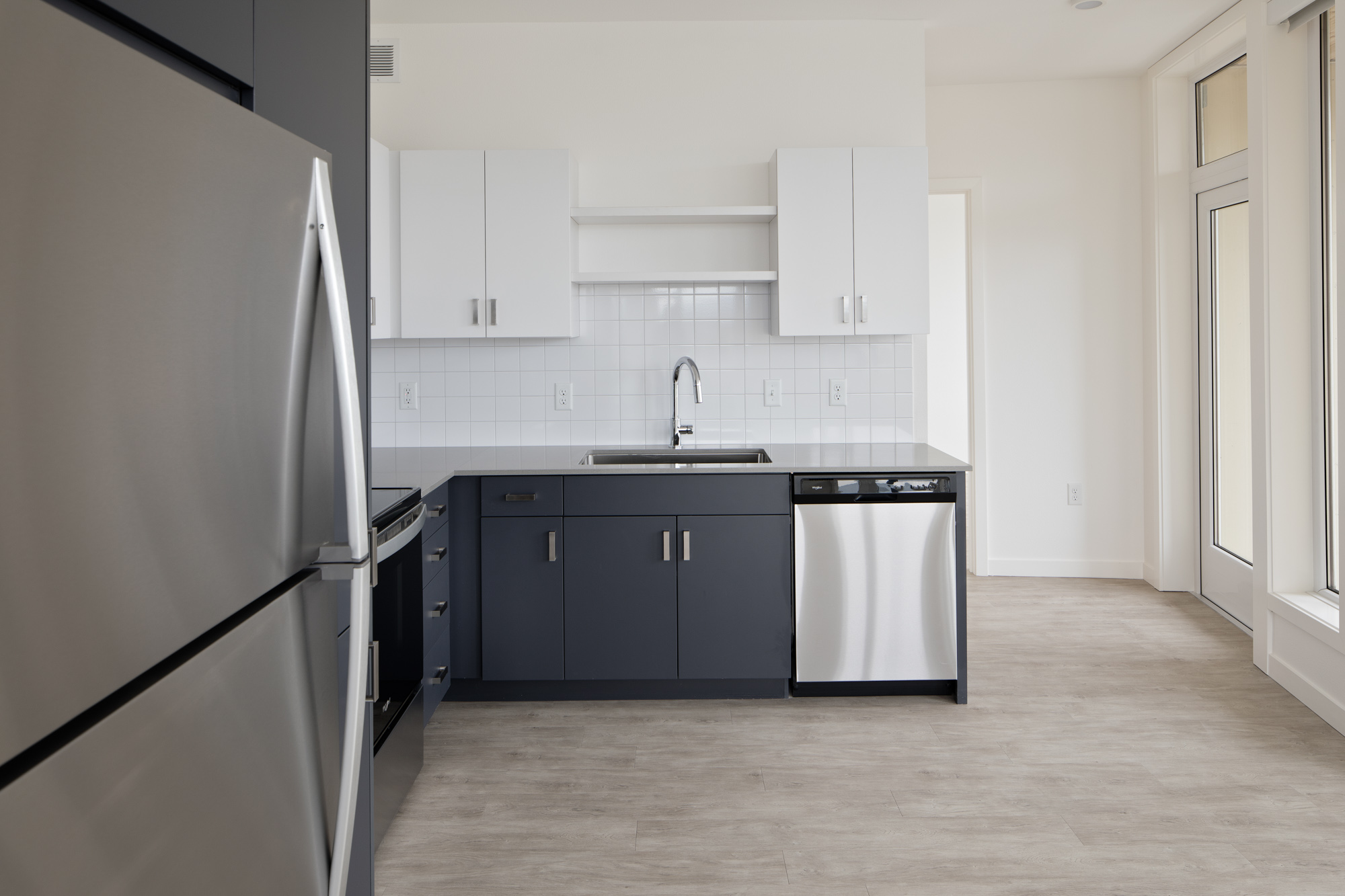 A kitchen in Verso apartments in Beaverton, Oregon.