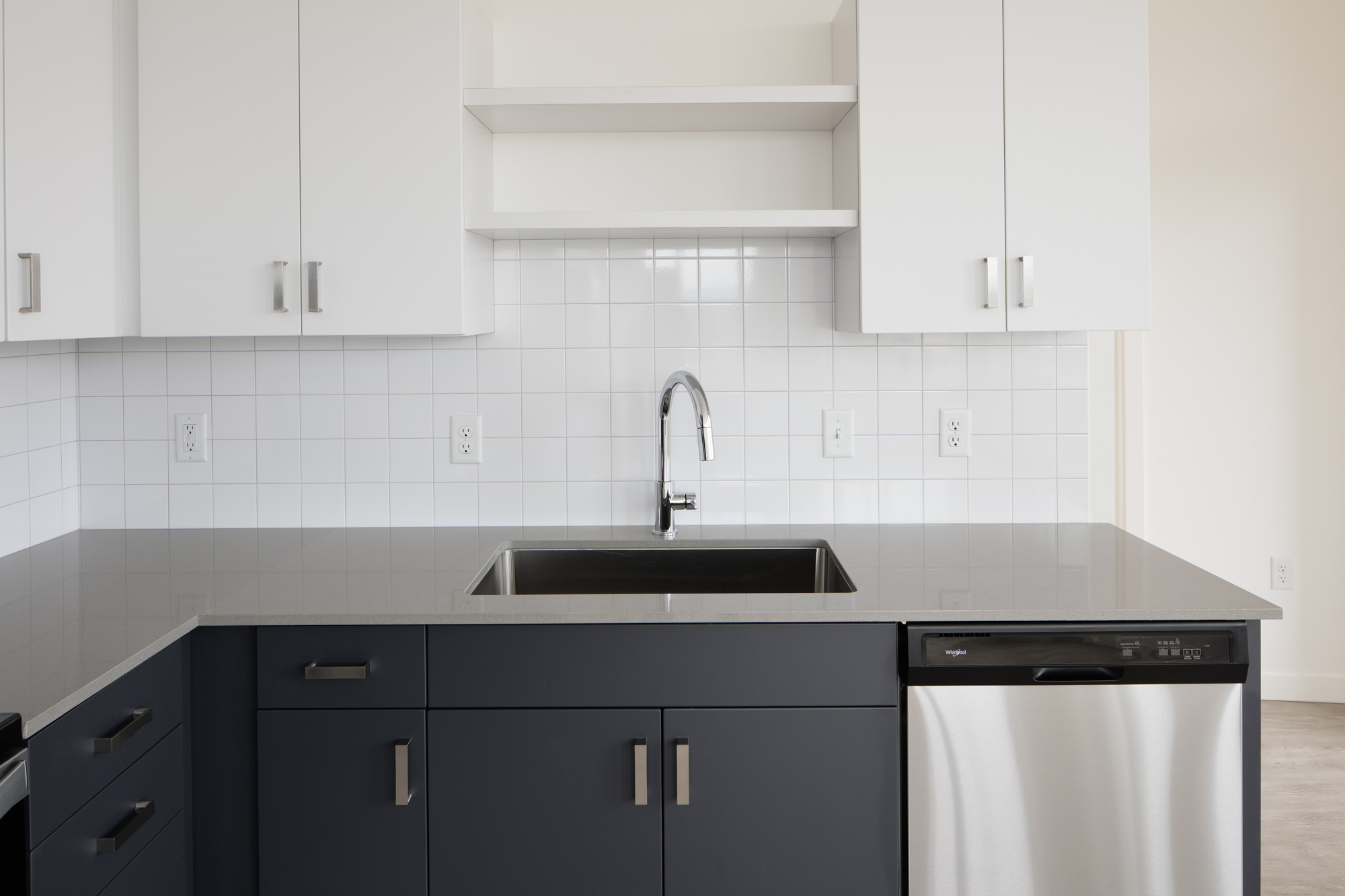 A kitchen in Verso apartments in Beaverton, Oregon.