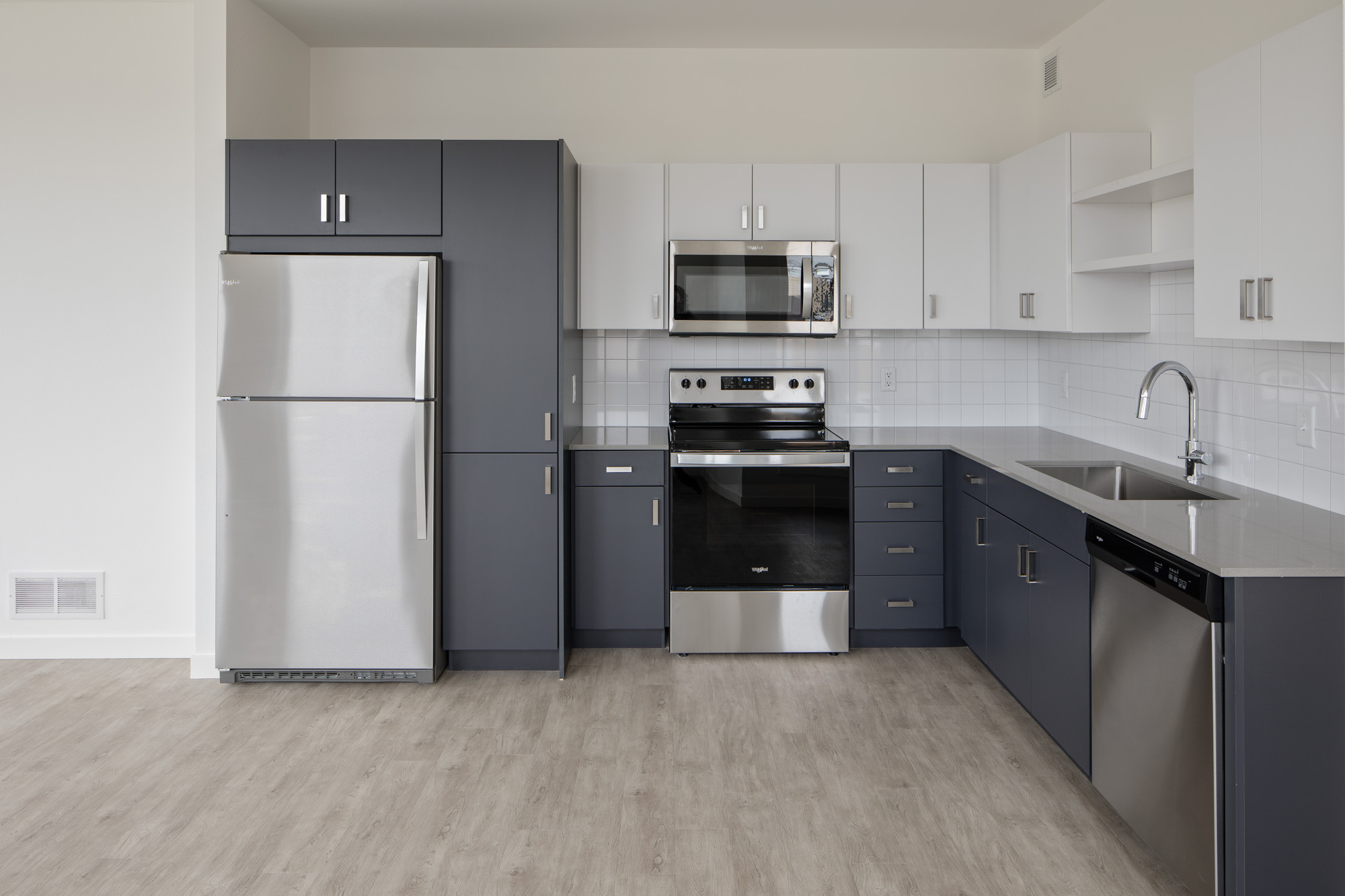 A kitchen in Verso apartments in Beaverton, Oregon.