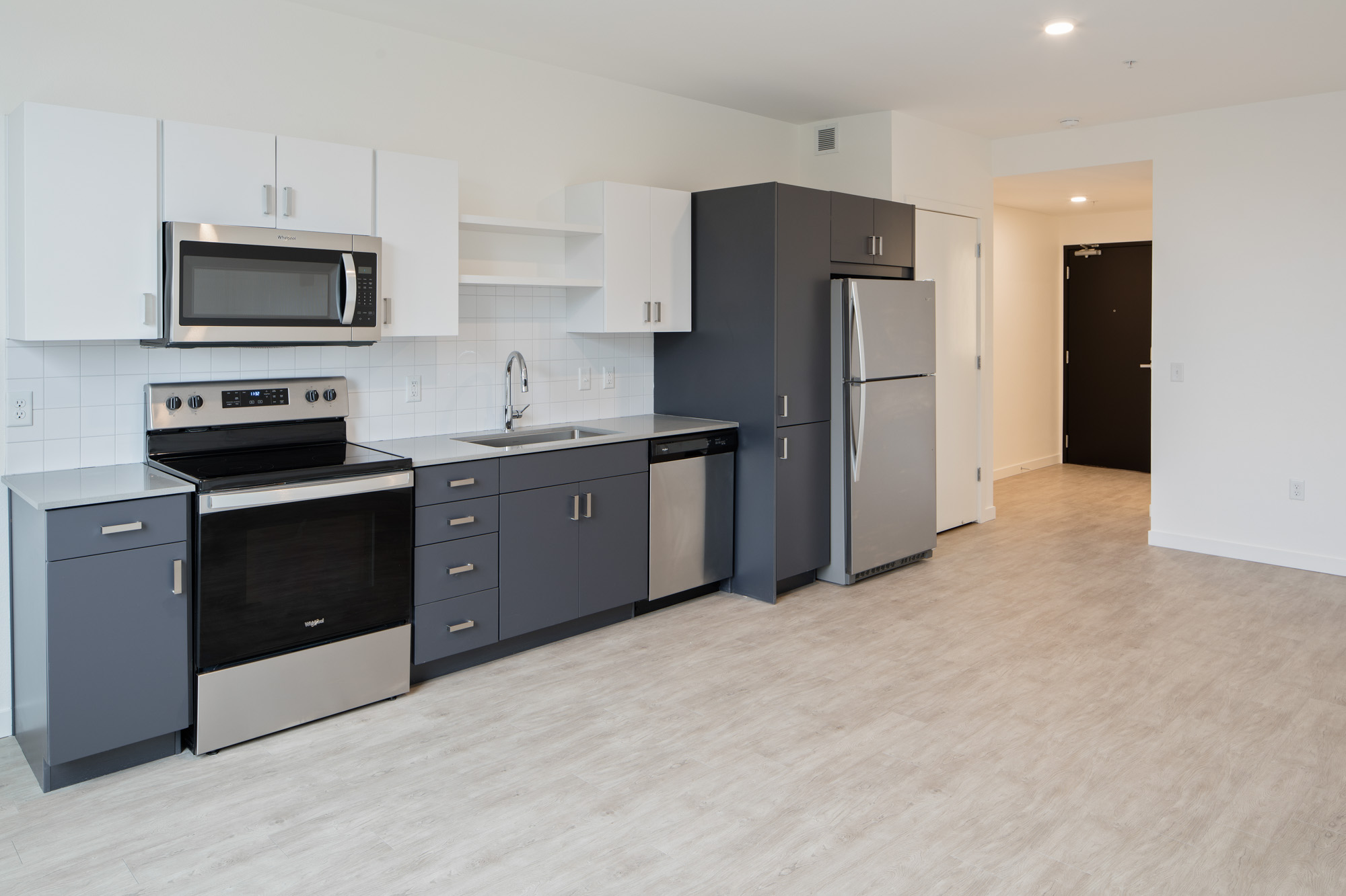 A kitchen in Verso apartments in Beaverton, Oregon.