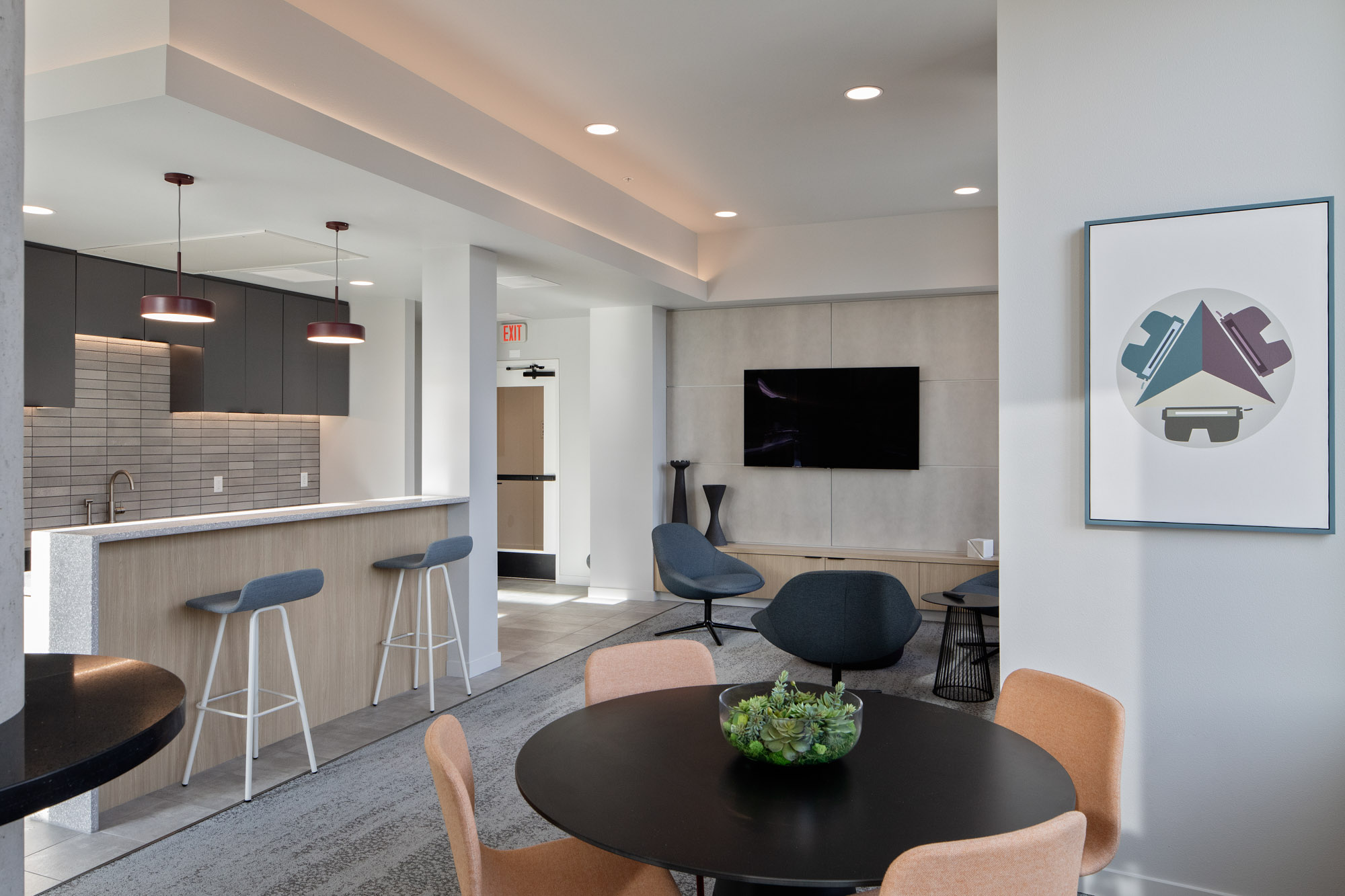 The lounge at Verso apartments in Beaverton, Oregon.