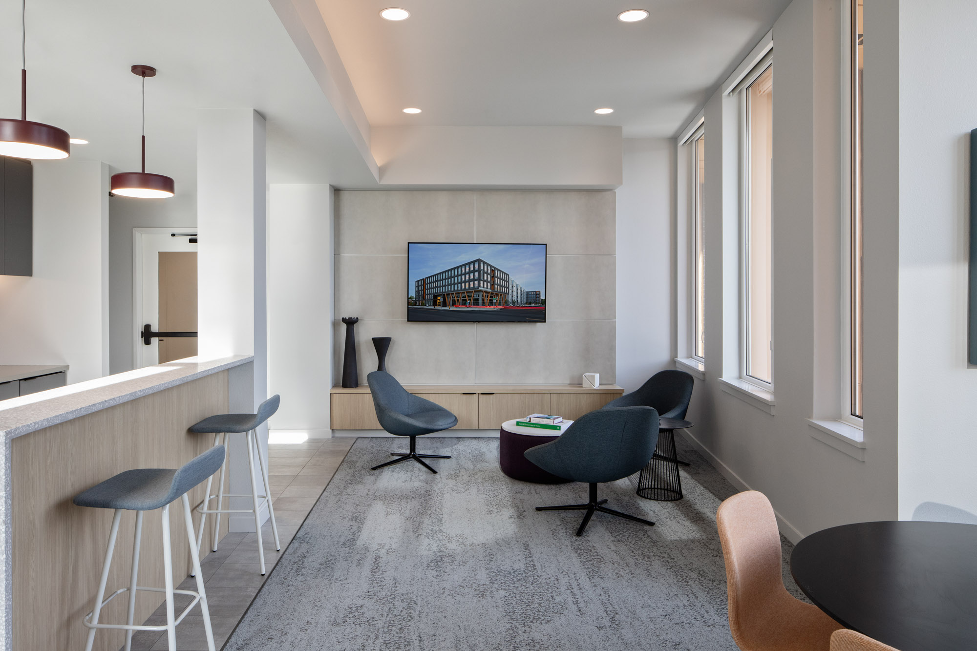 The lounge at Verso apartments in Beaverton, Oregon.