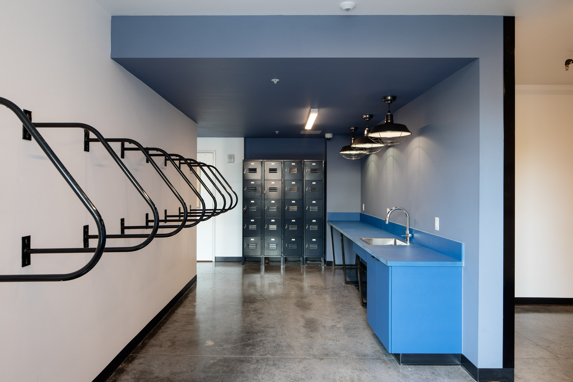 The bike storage and lockers at Verso apartments in Beaverton, Oregon.