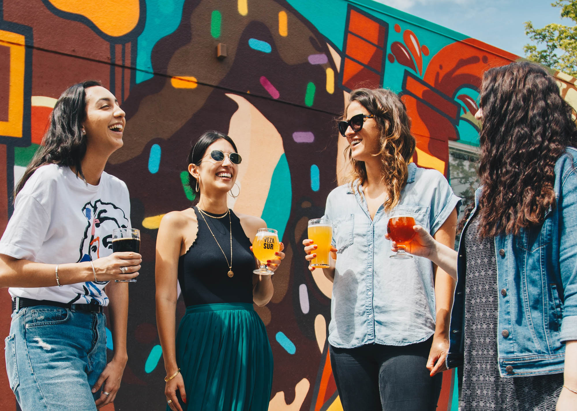 People are talking at a brewery in East Bay, San Francisco.