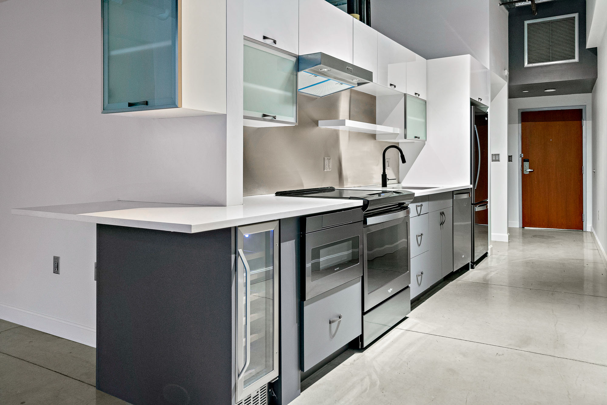 Kitchen at Loft23 apartments in University Park in Cambridge, MA