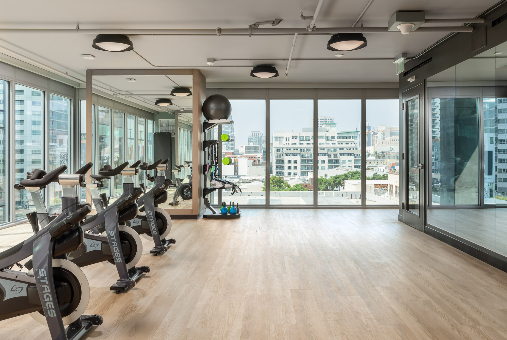 Fitness Studio space at The Merian apartments in San Diego, California.