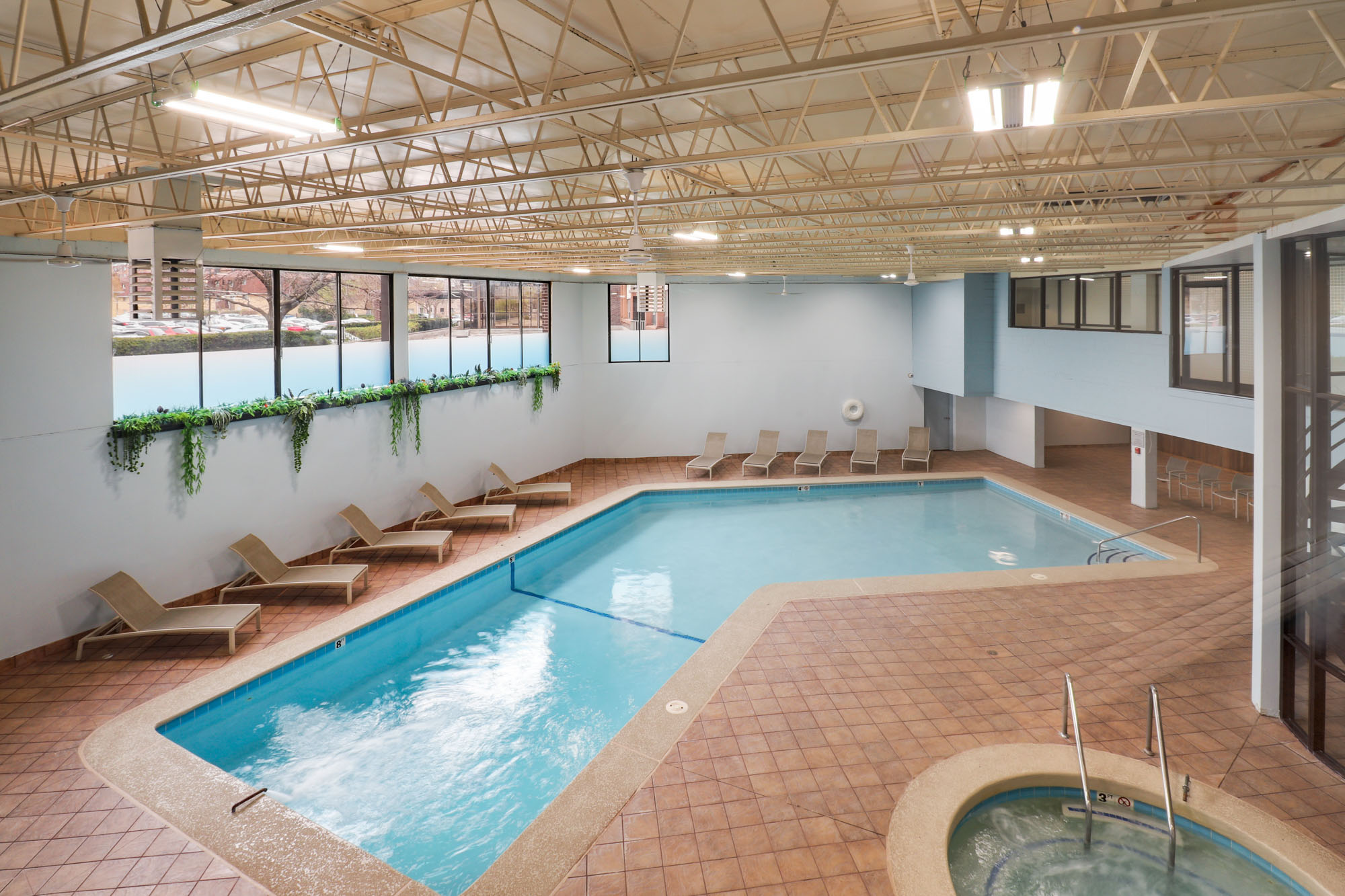 Indoor pool at The Pavilion apartments in Chicago, Illinois