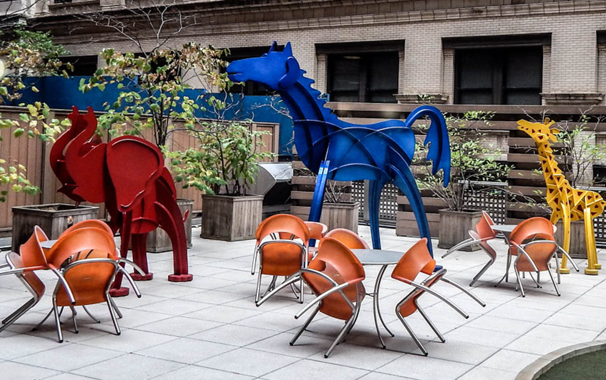 The terrace at 111 Worth apartments in New York, NY.