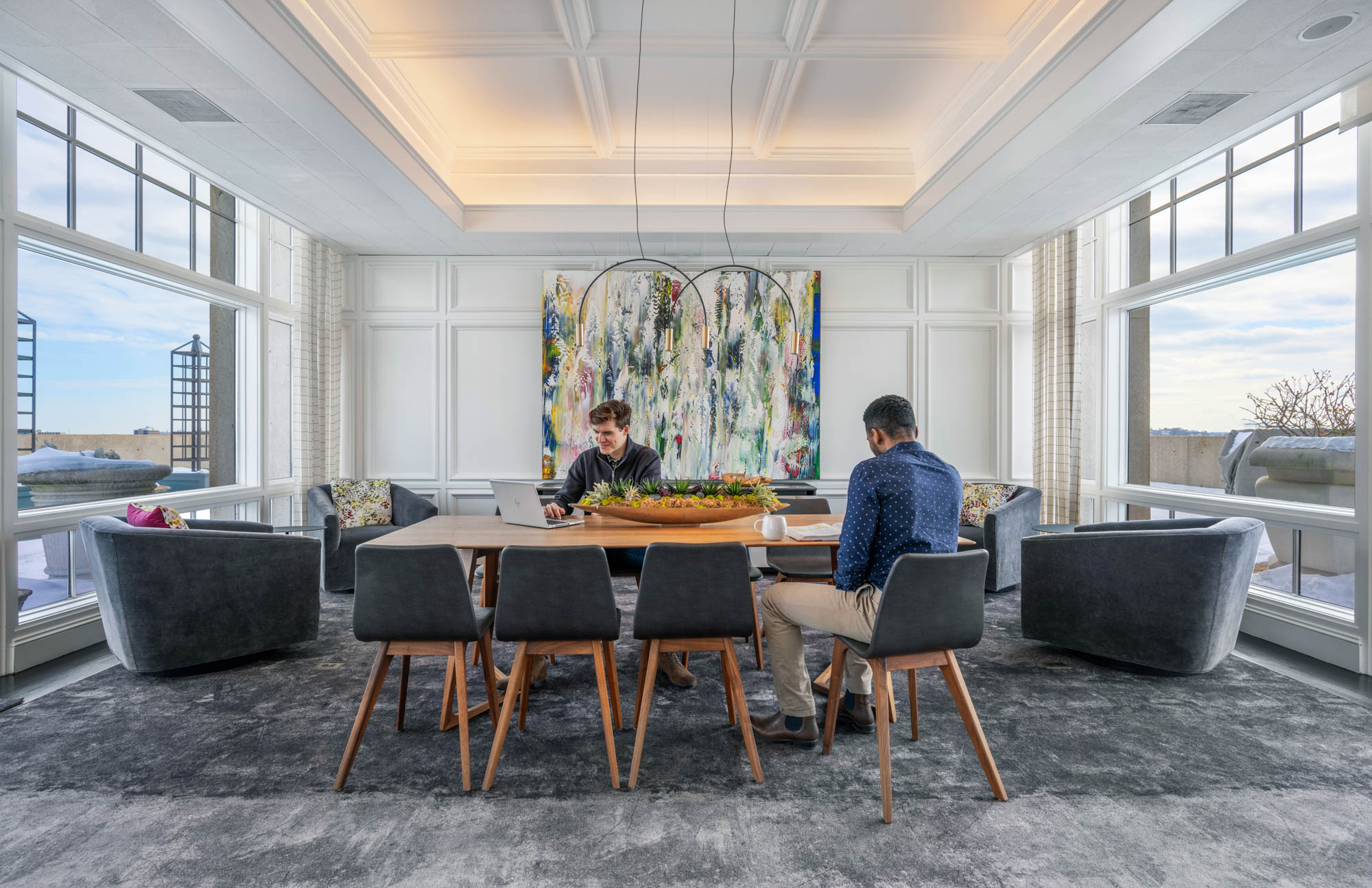 The lounge at Church Park apartments in Boston, Massachusetts.