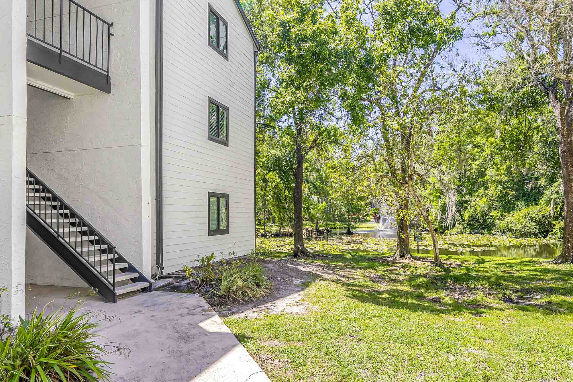 The exterior of The Dawson apartments in Tampa Palms, Florida
