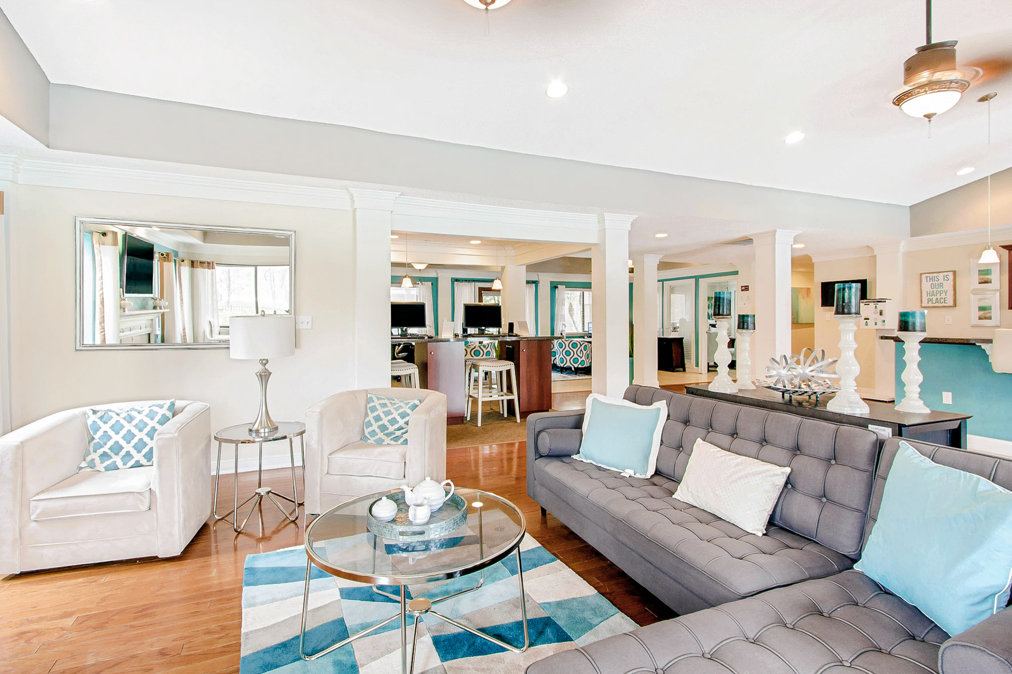 A living room in The Dawson apartments in Tampa Palms, Florida