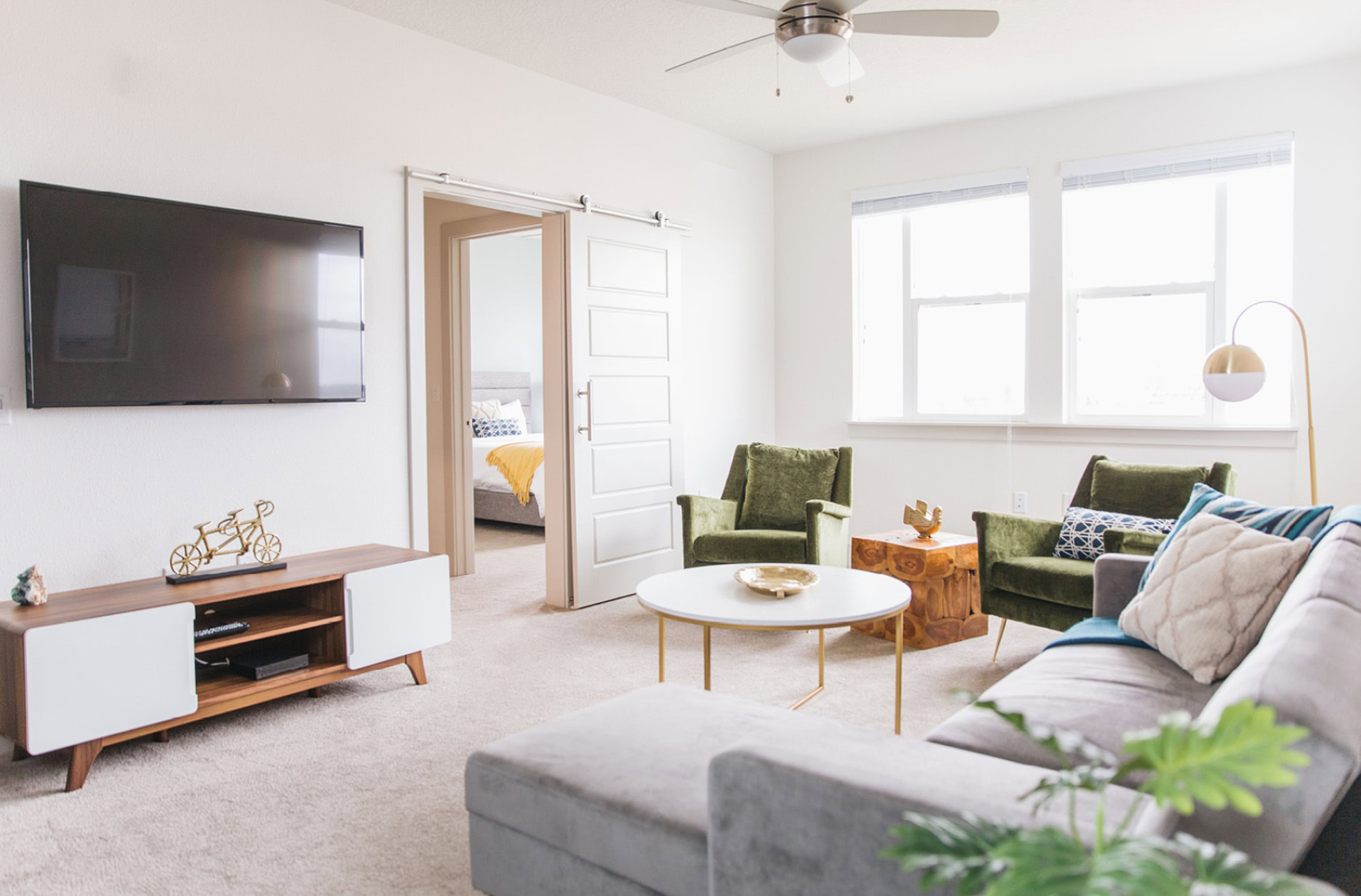 A living room in Domain luxury apartments in Kissimmee, Florida.