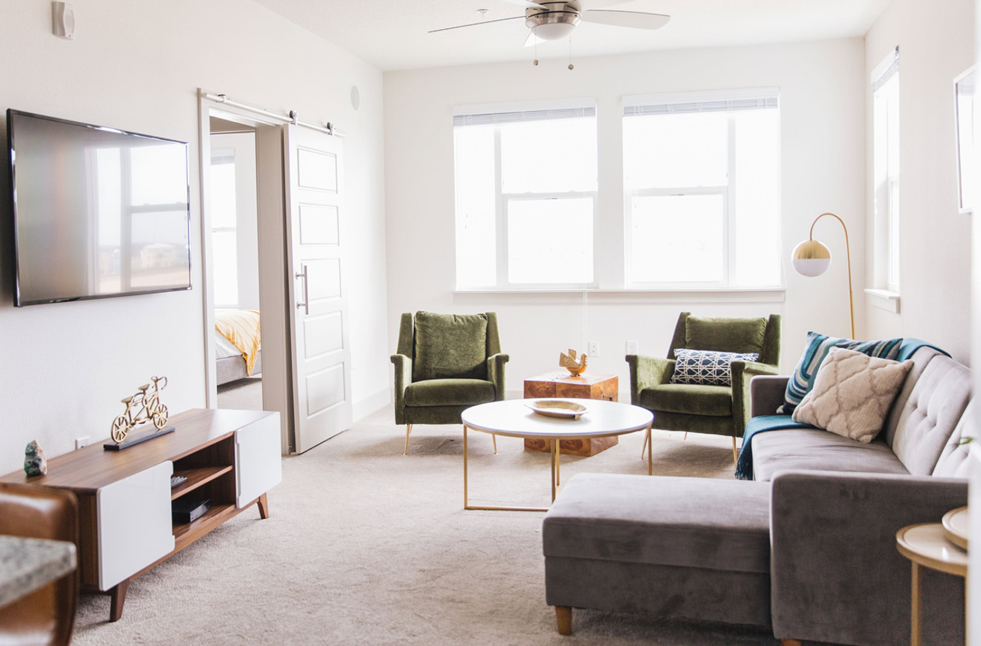 A living room in Domain luxury apartments in Kissimmee, Florida.