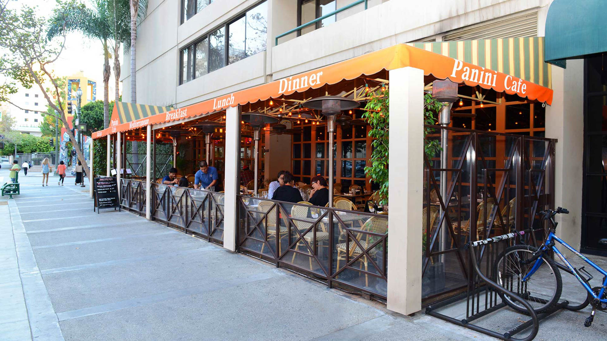 A cafe and restaurants found in a neighborhood near The Met apartments in South Park downtown Los Angeles California