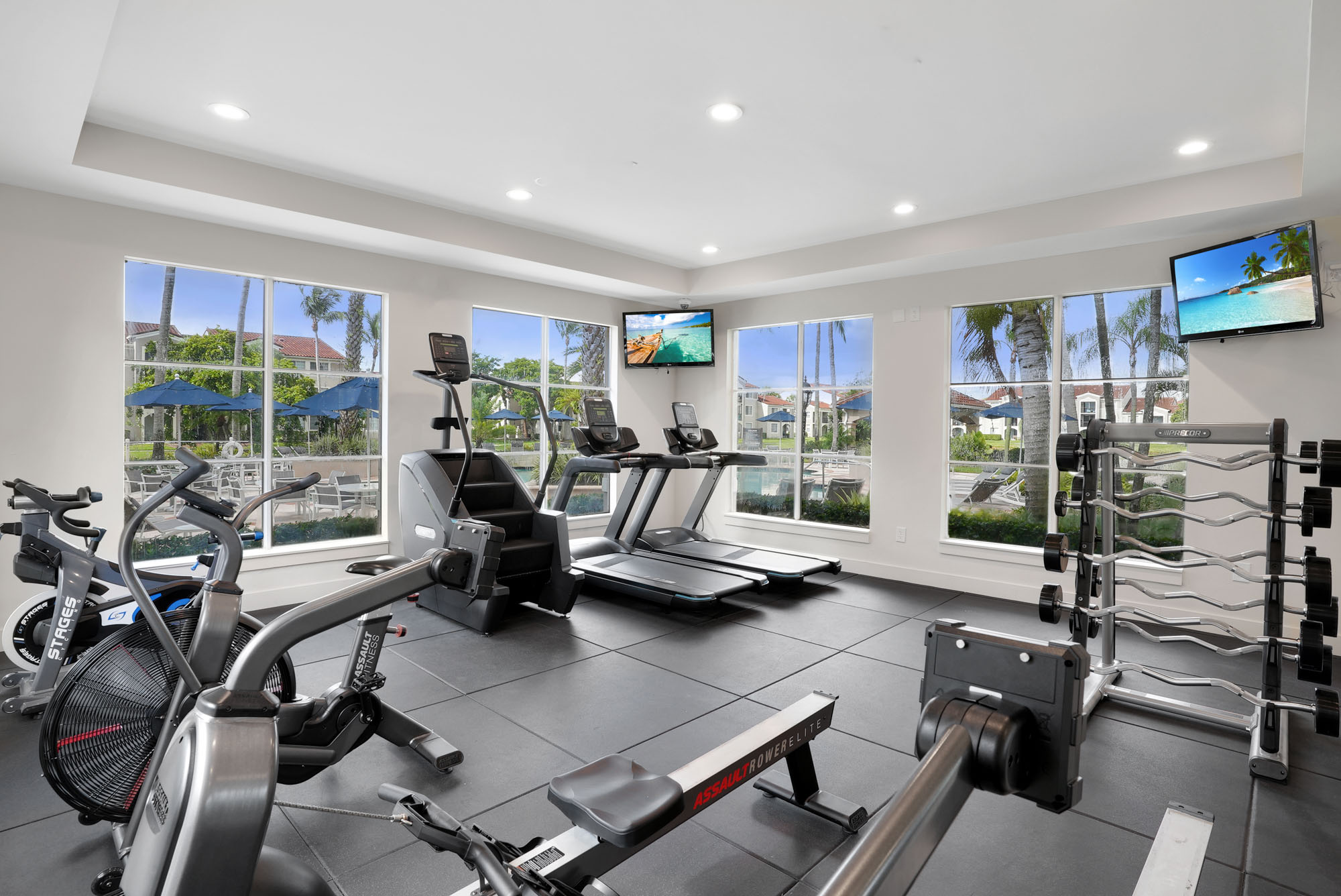 A fitness center at the Miramar Lakes apartments in Fort Lauderdale, FL