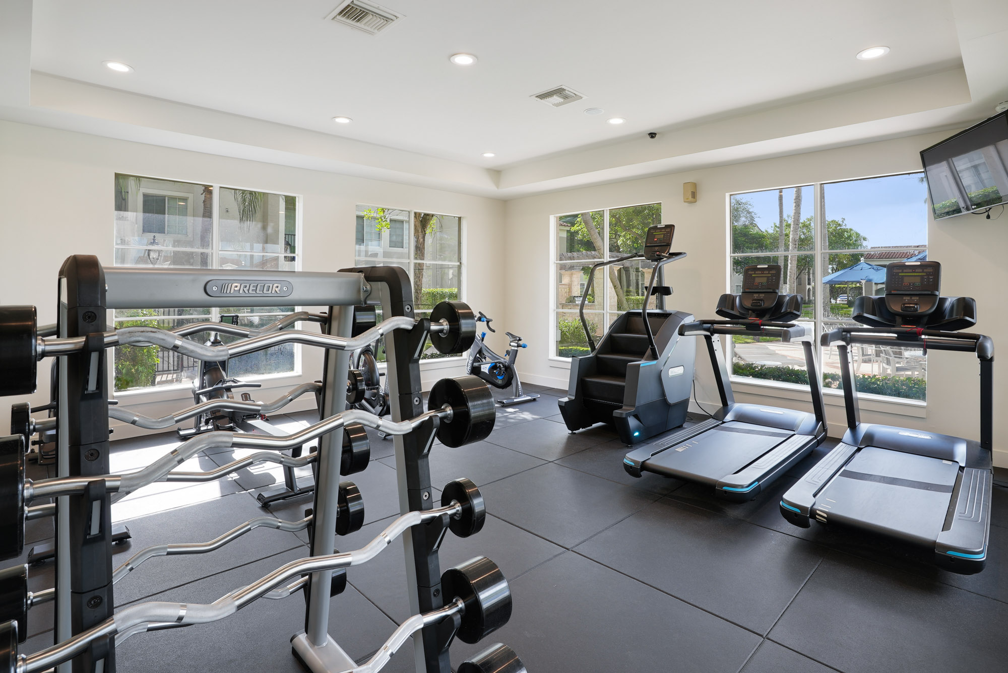 A fitness center at the Miramar Lakes apartments in Fort Lauderdale, FL