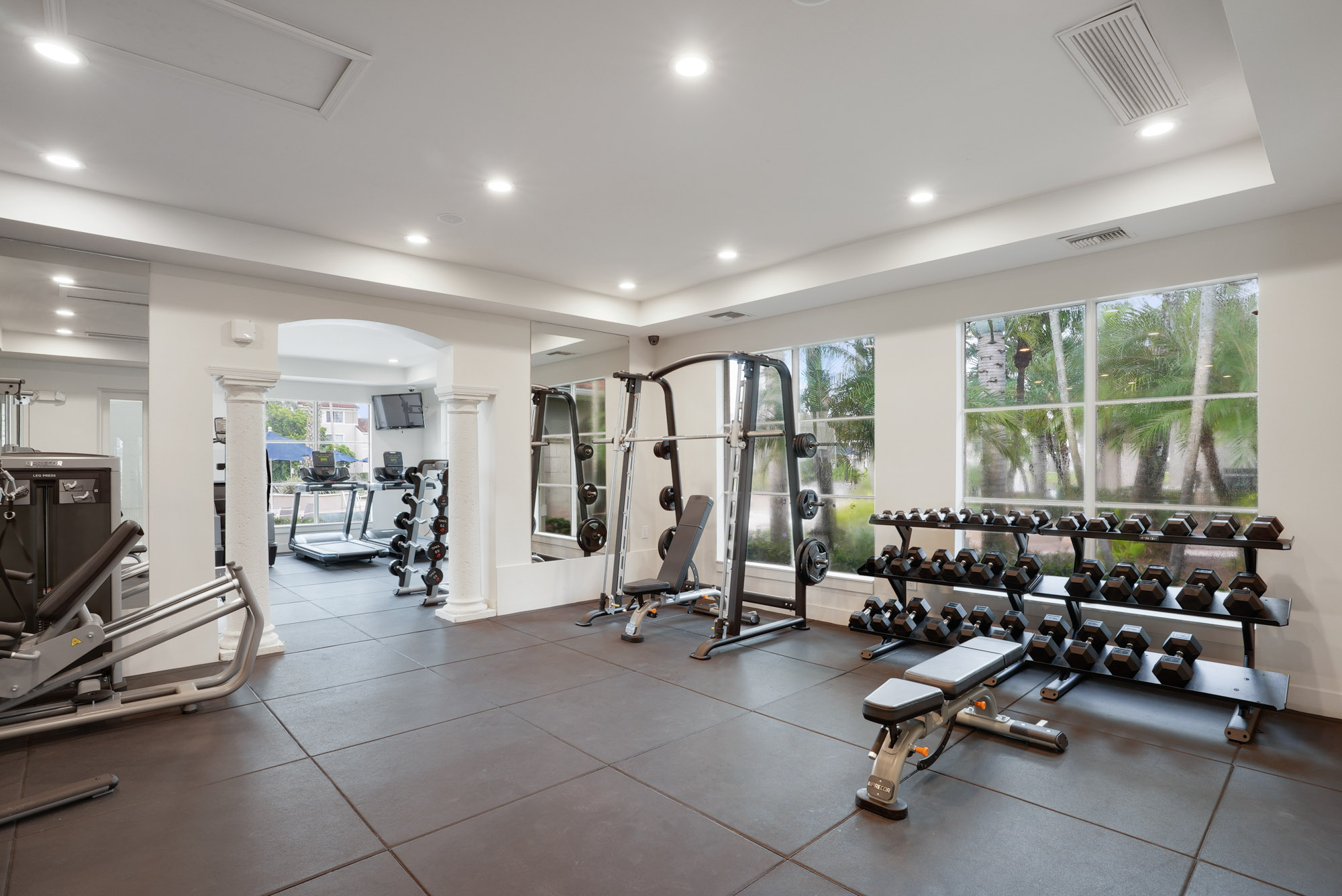 A fitness center at the Miramar Lakes apartments in Fort Lauderdale, FL