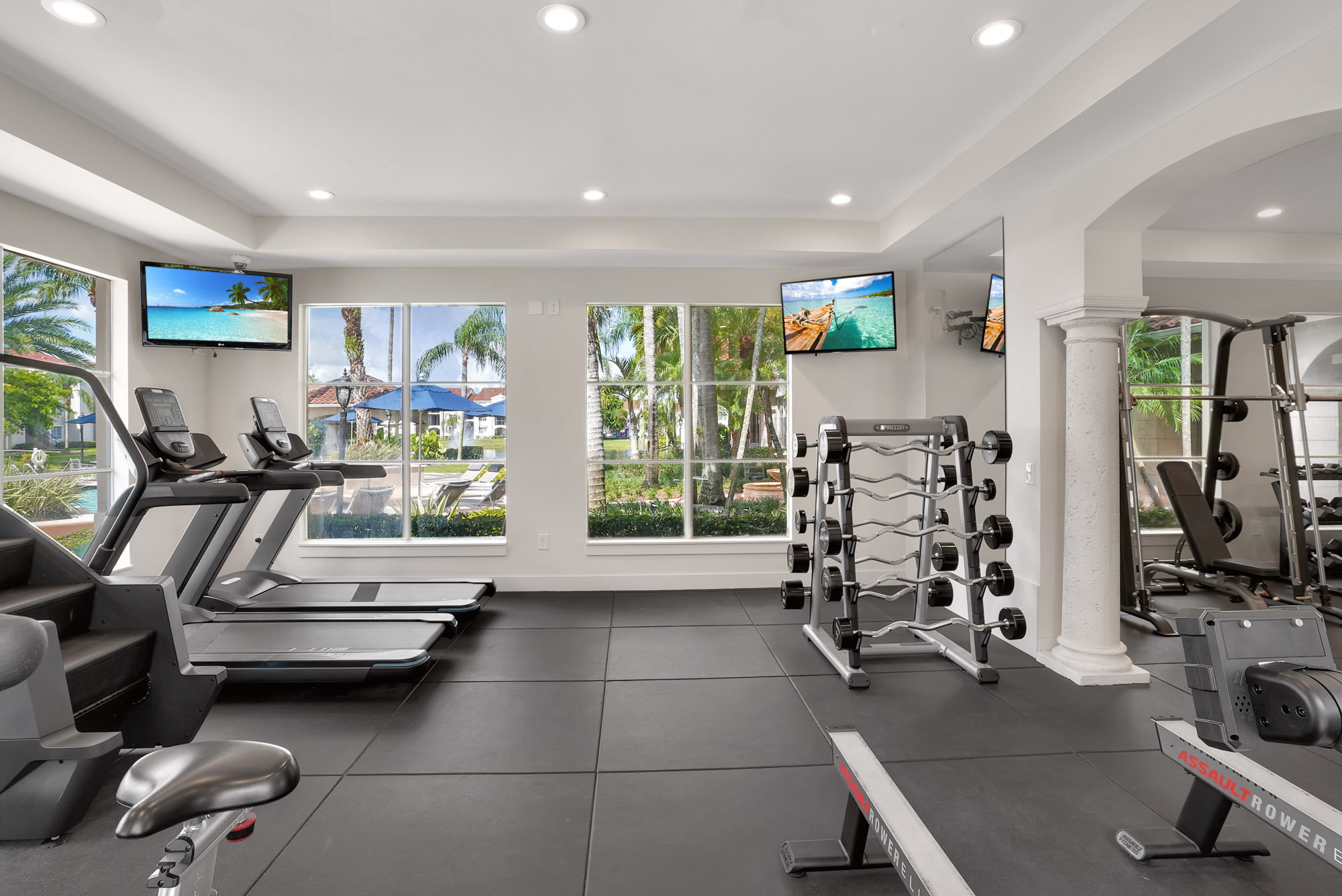 A fitness center at the Miramar Lakes apartments in Fort Lauderdale, FL