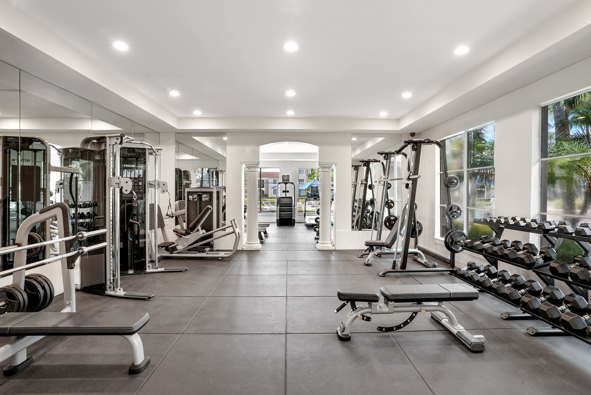 A fitness center at the Miramar Lakes apartments in Fort Lauderdale, FL