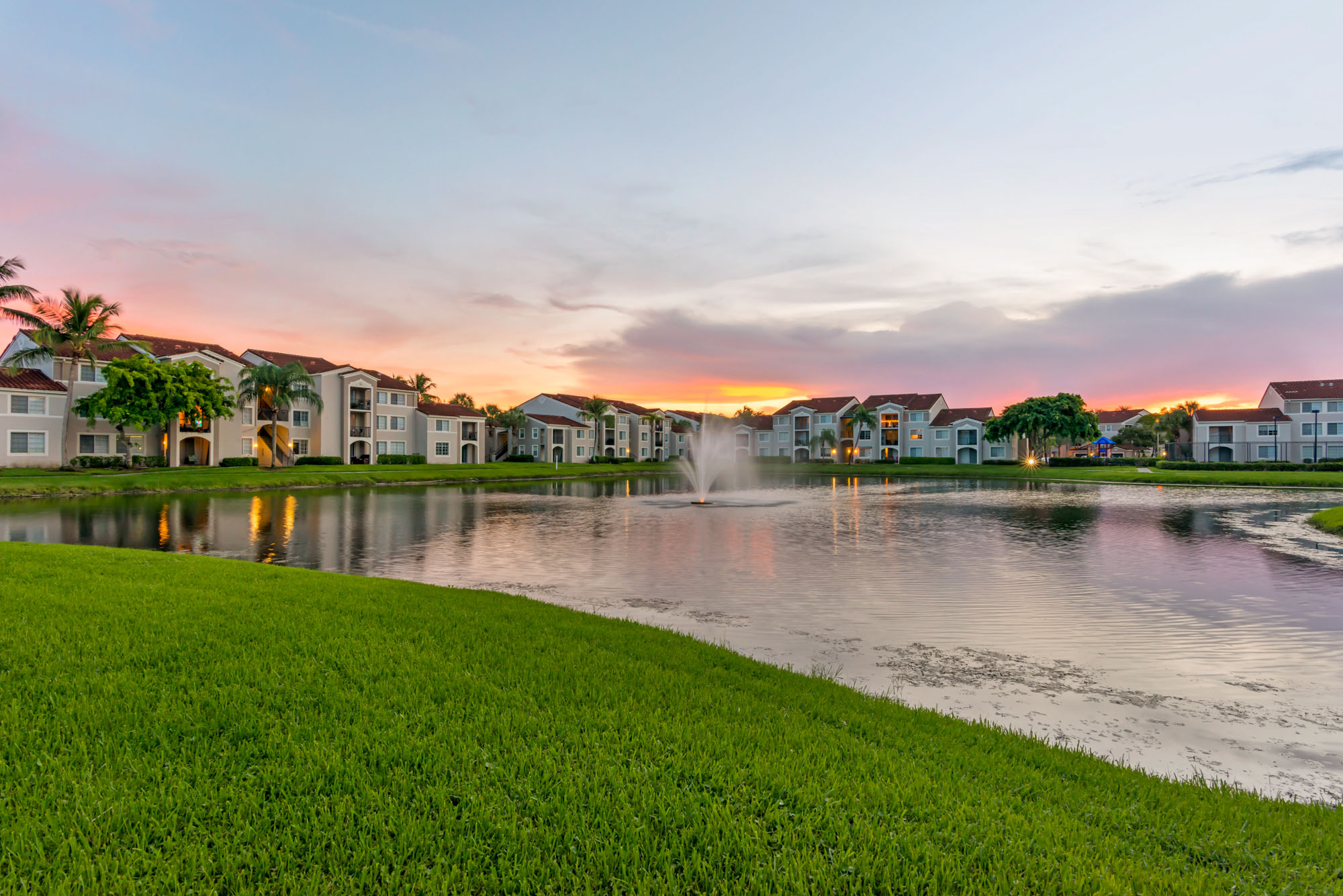 The lake at Miramar Lake apartments in Fort Lauderdale, FL.