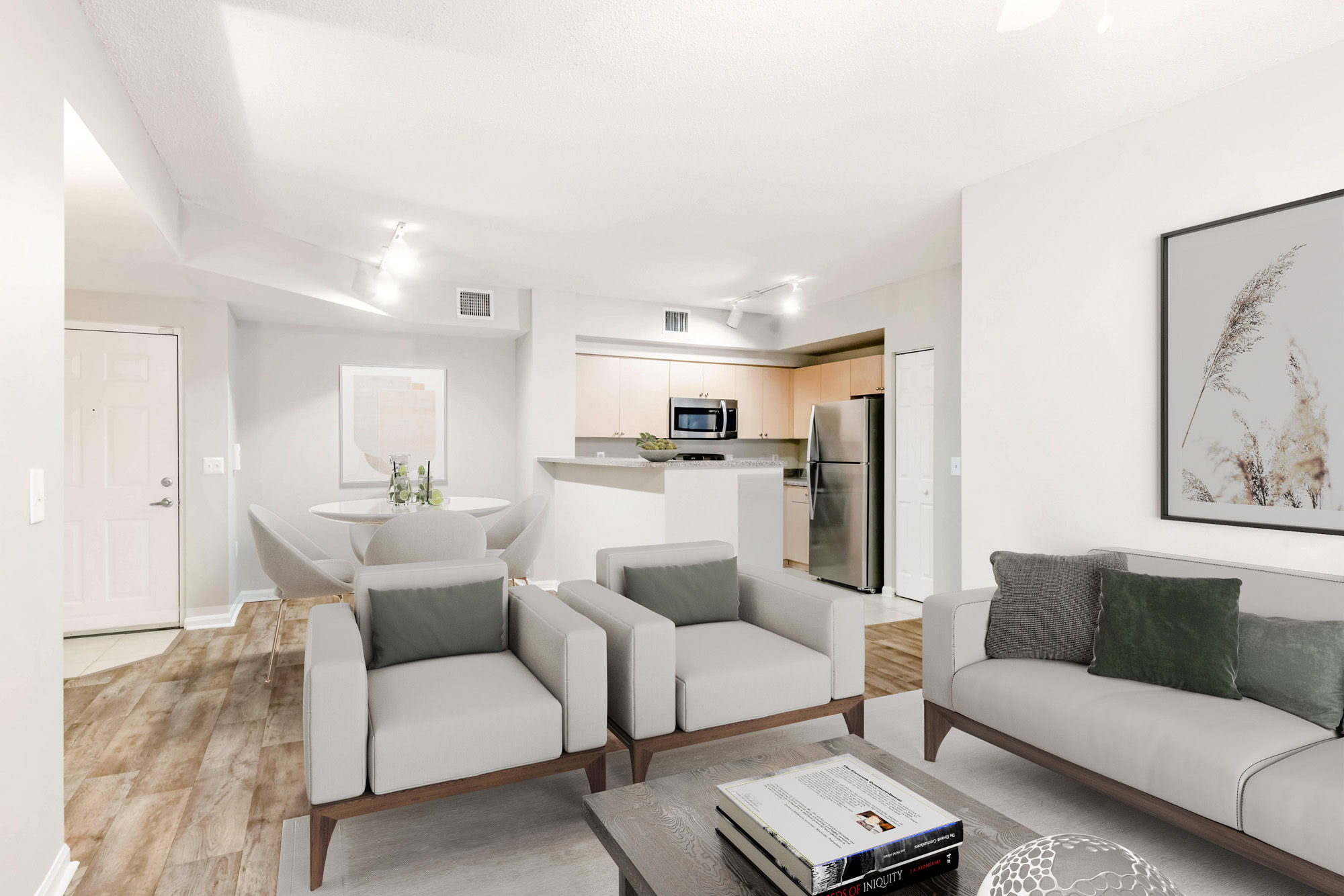 A living room in a Miramar Lakes apartment in Fort Lauderdale, FL