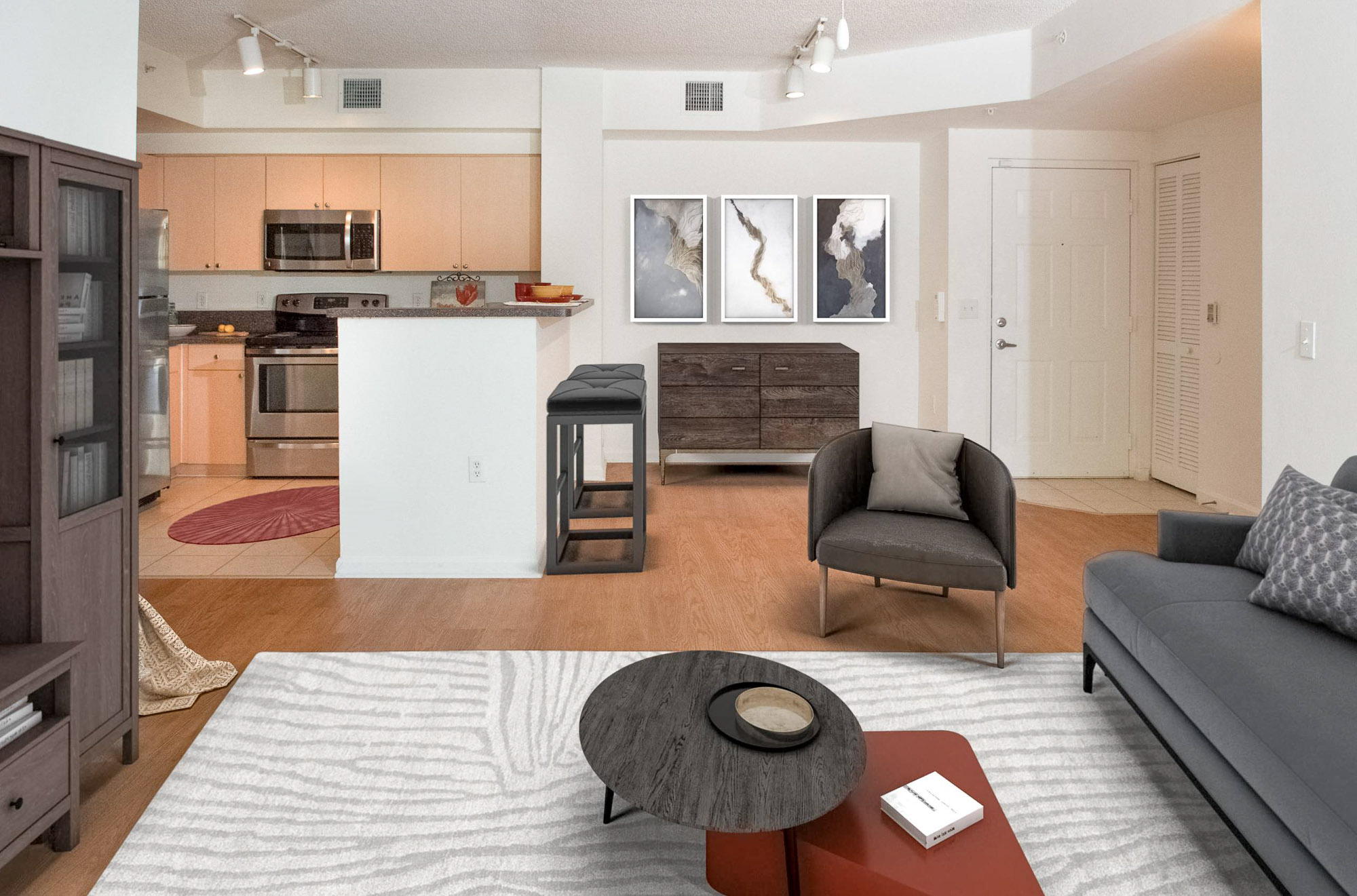 A living room in a Miramar Lakes apartment in Fort Lauderdale, FL