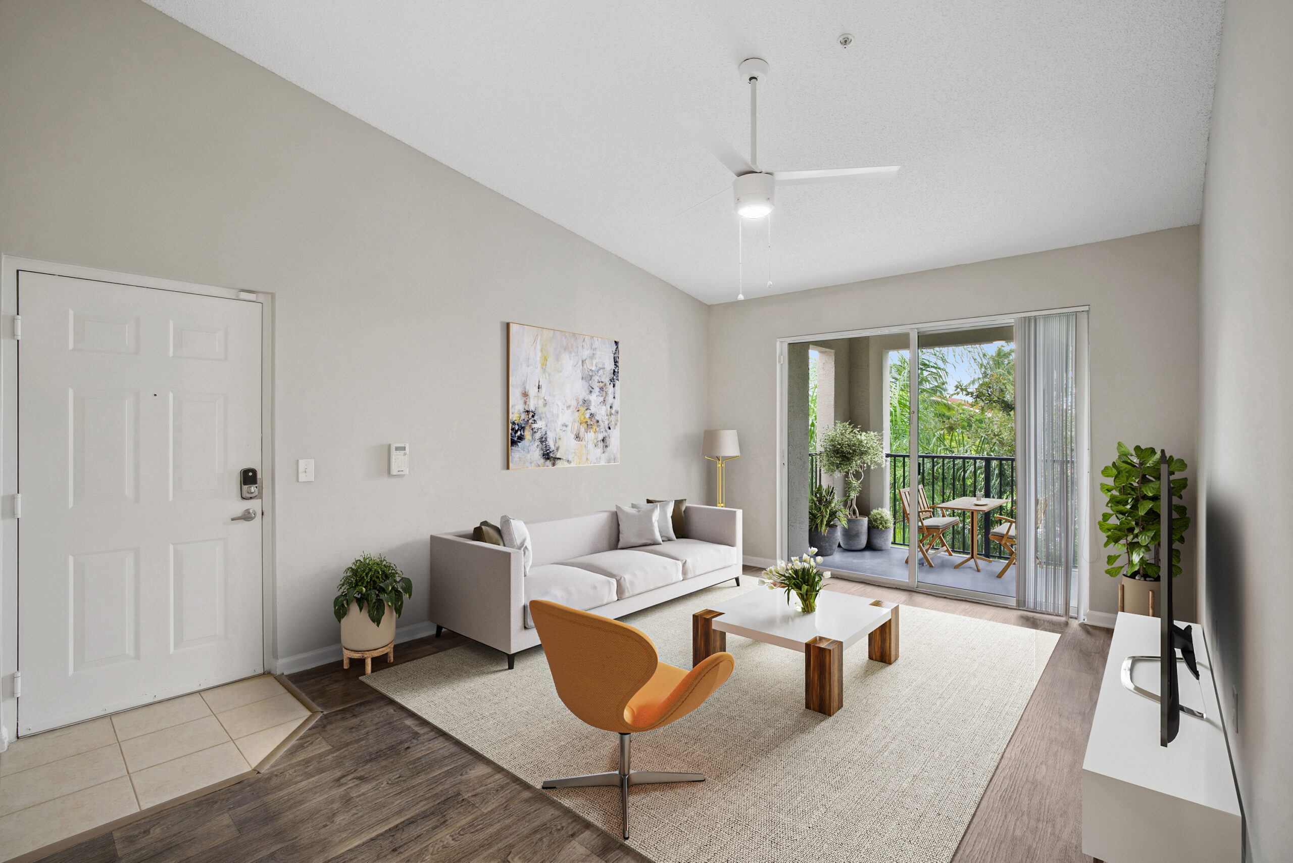 A living room in a Miramar Lakes apartment in Fort Lauderdale, FL