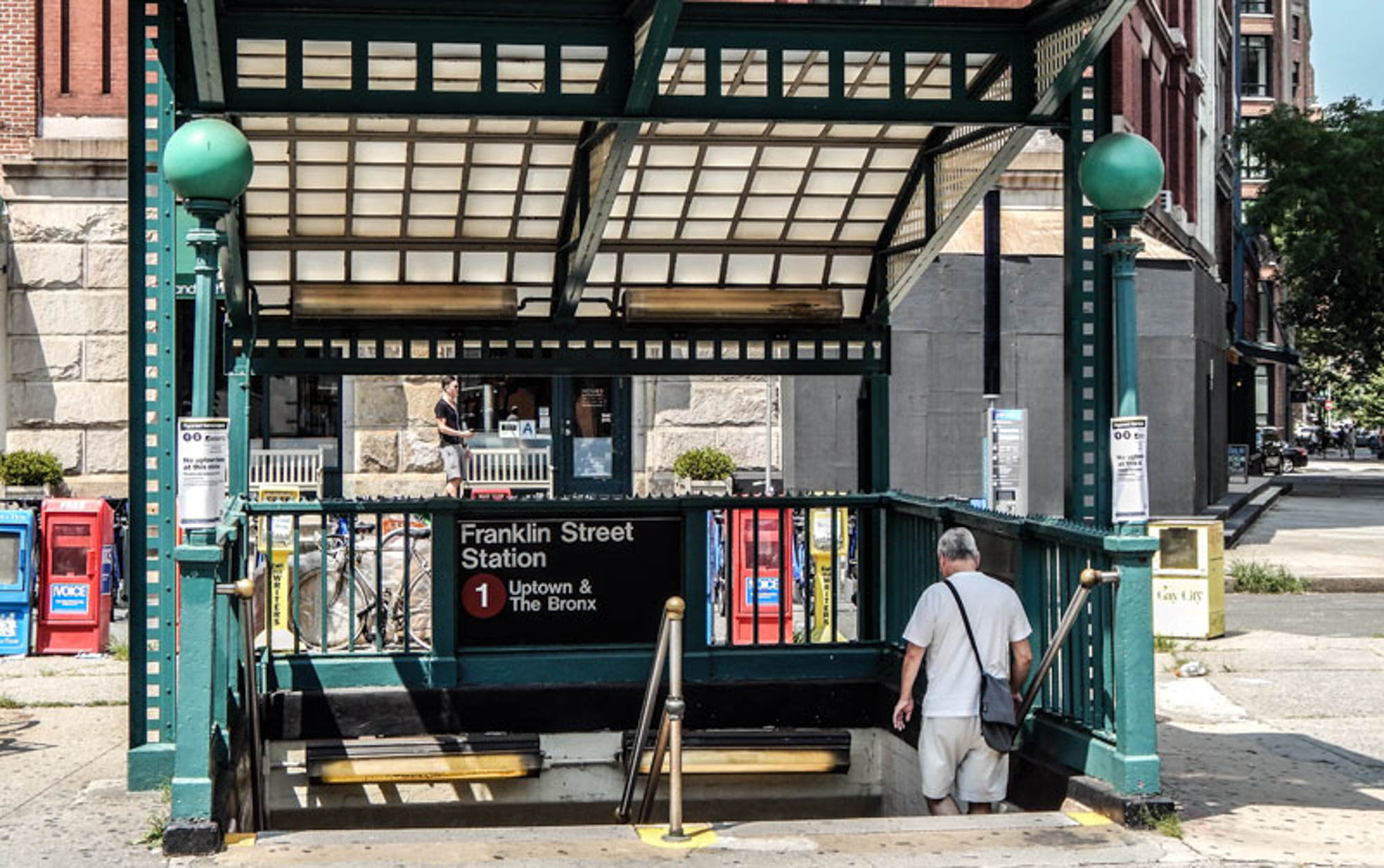 The Franklin Street 1 train station by 111 Worth apartments in New York, NY.