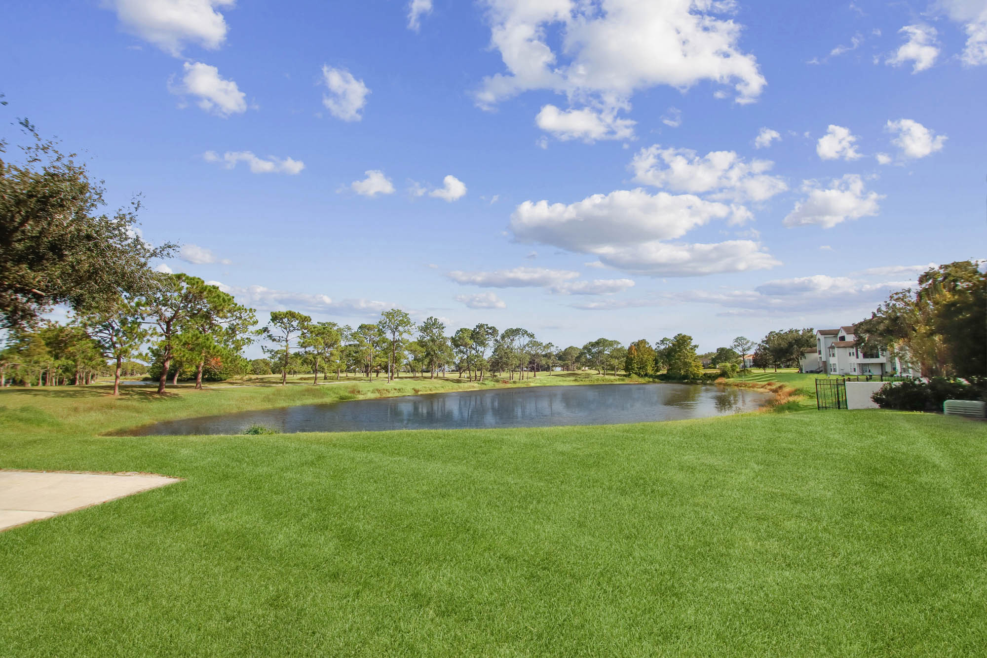 The lake at Osprey Links at Hunter's Creek apartments in Orlando, Florida.