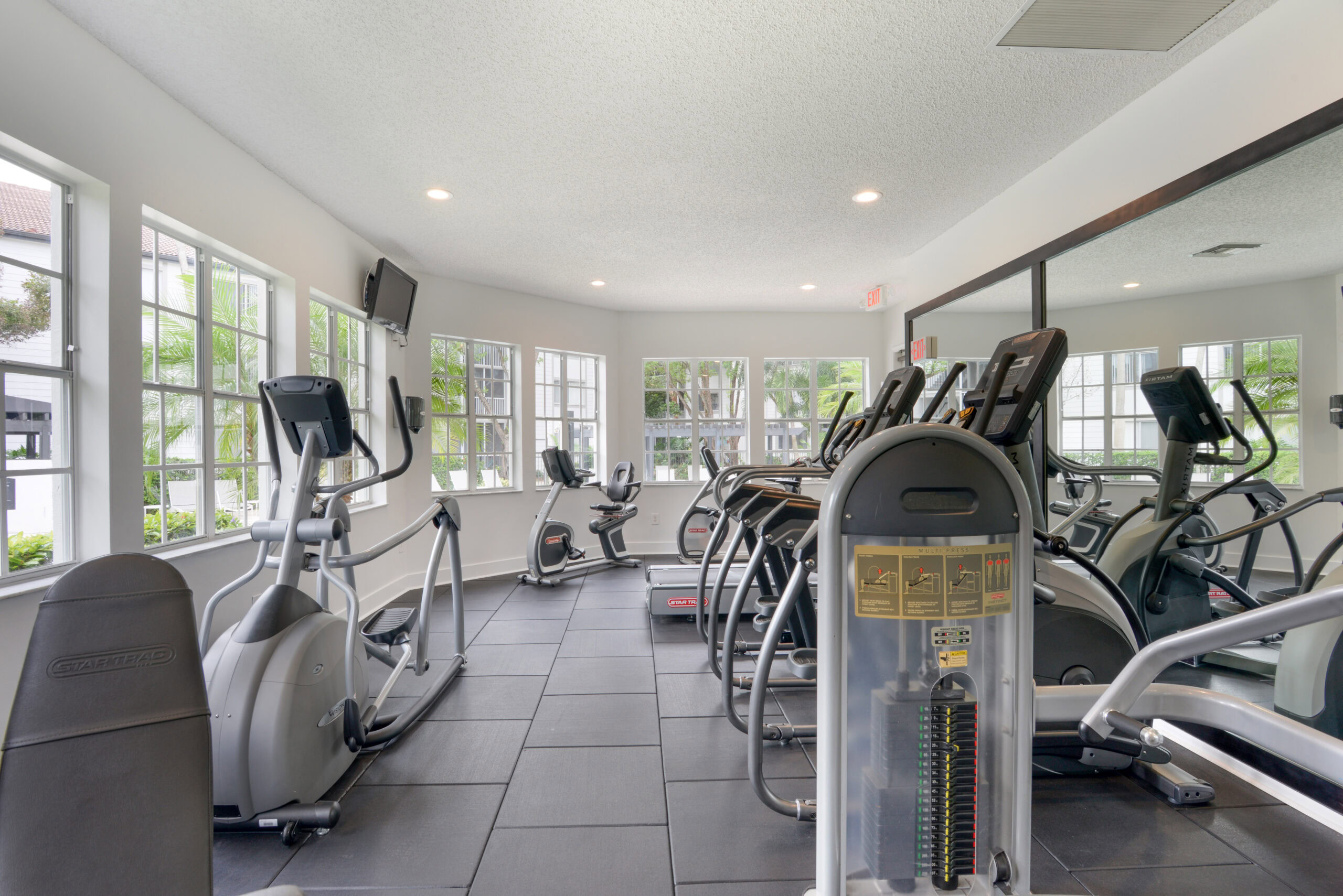 The fitness center at Sabal Pointe apartments in South Florida