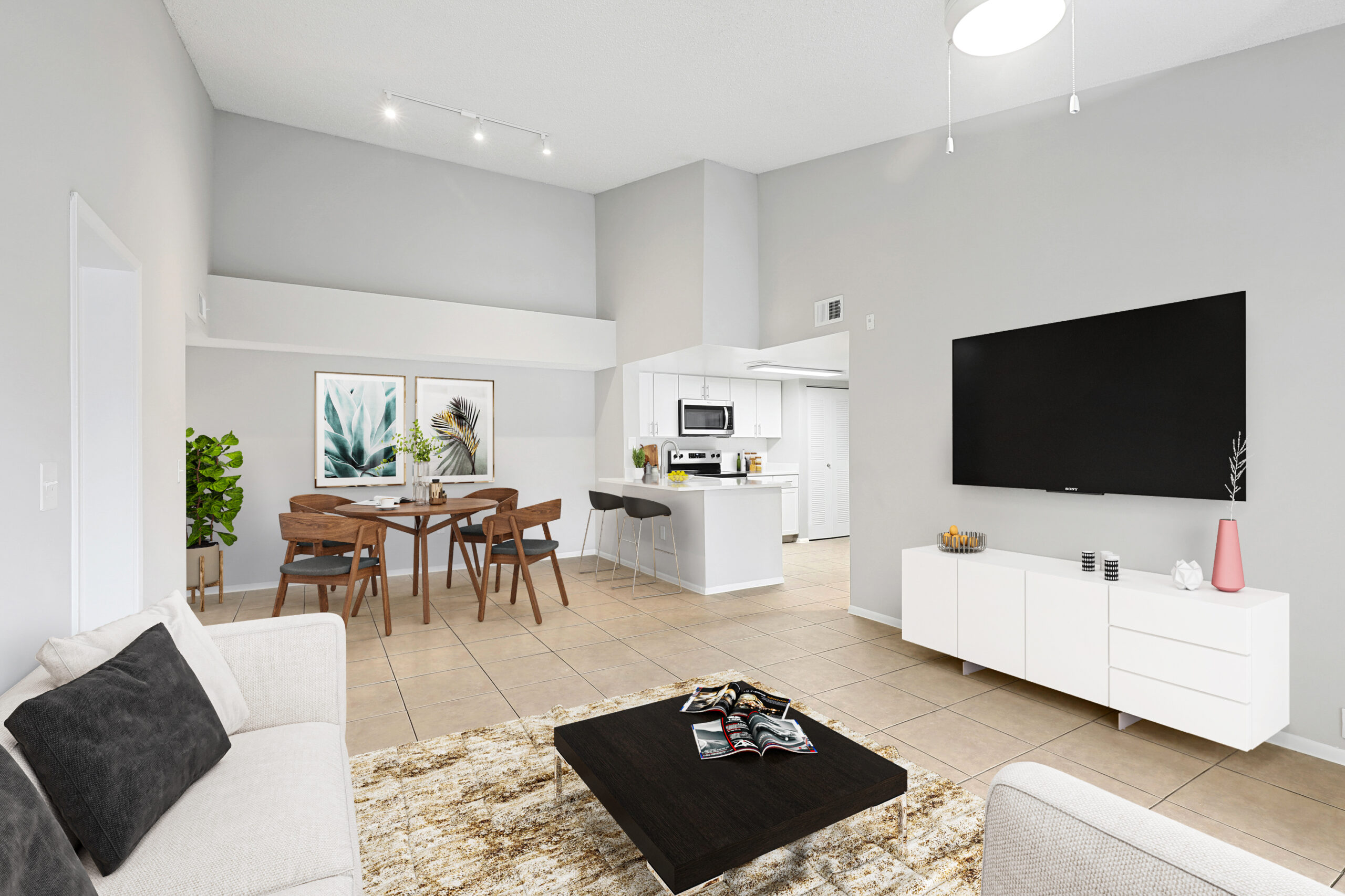 A living room area in a Sabal Pointe apartments for rent in Coral Springs