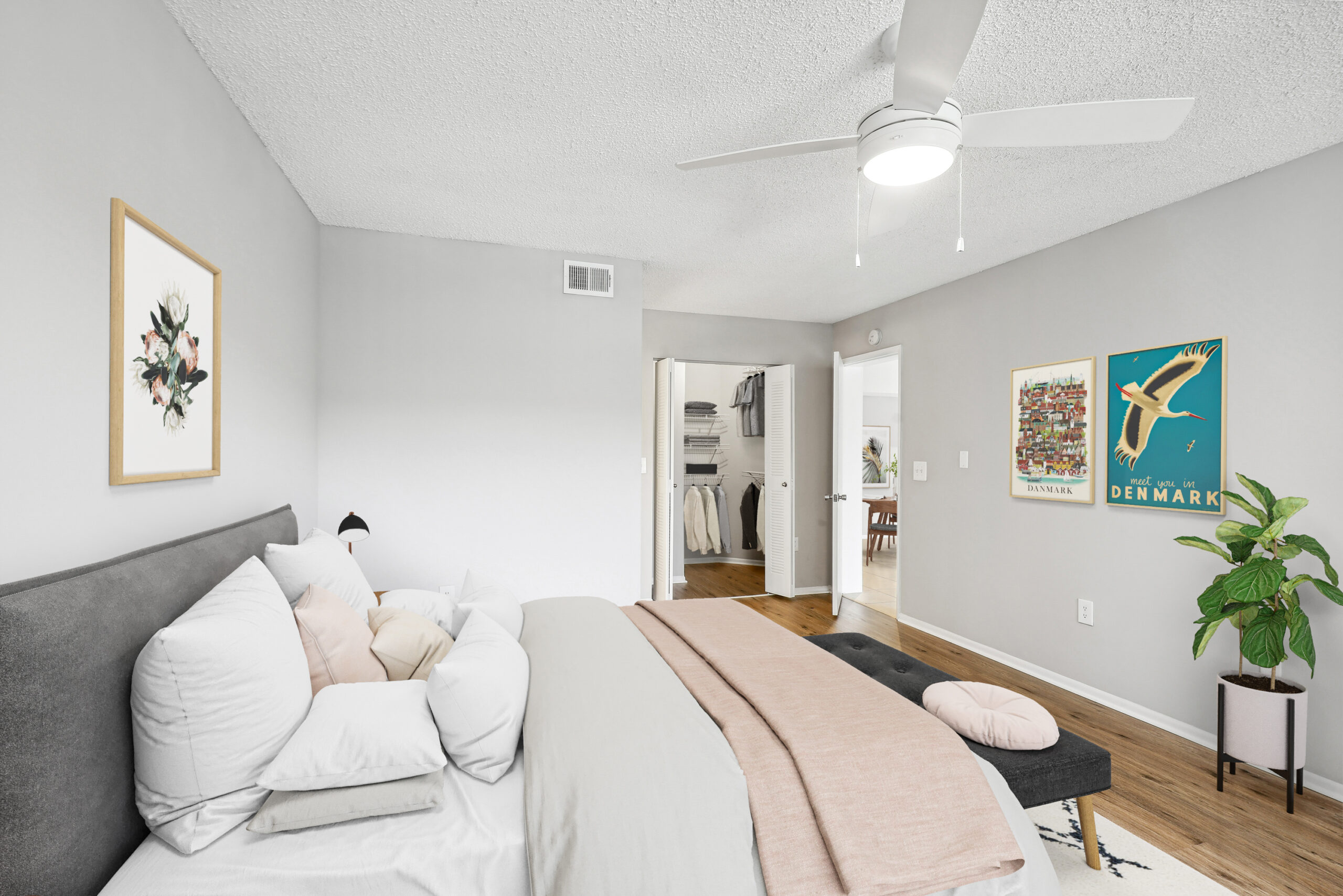 A bedroom at Sabal Pointe apartments in South Florida
