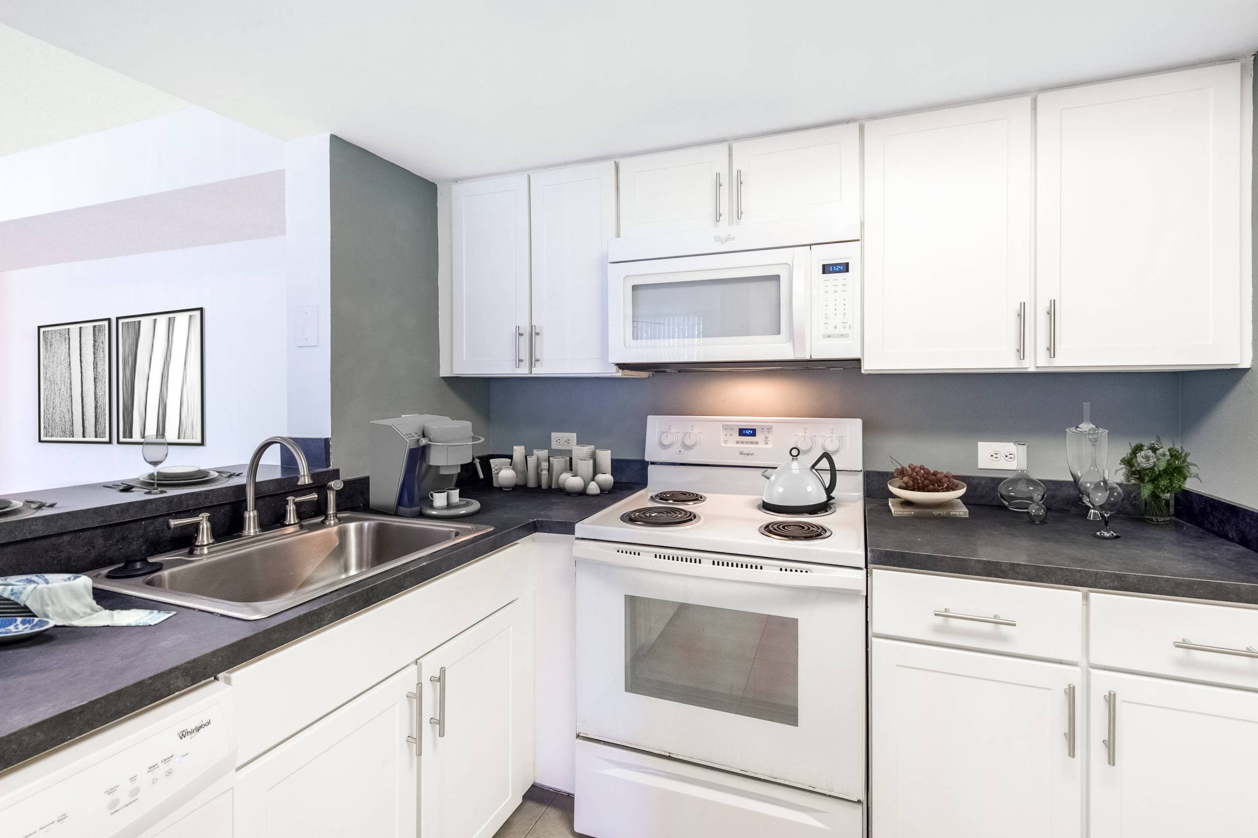 A kitchen at Sabal Pointe apartments in South Florida