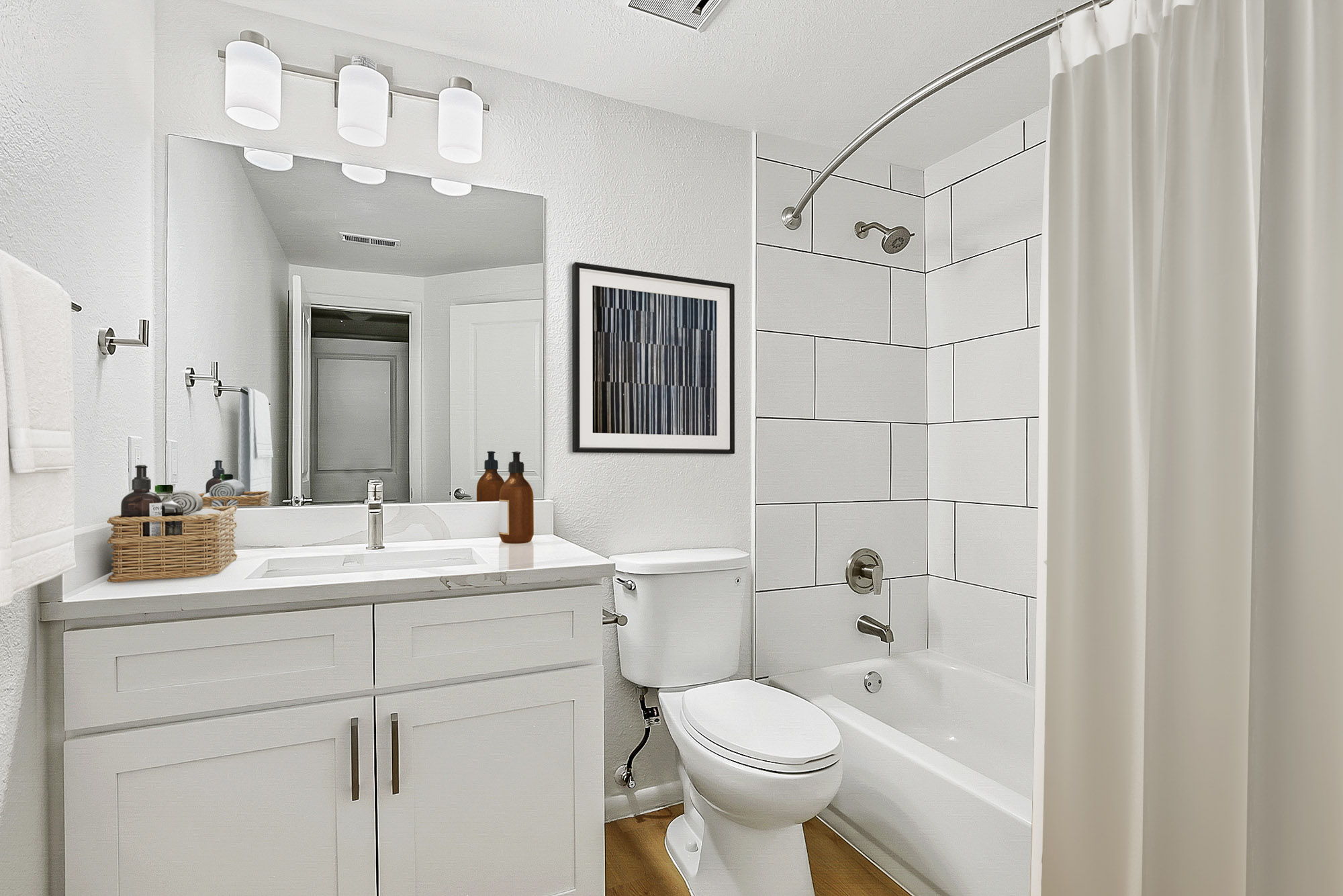 The bathroom in an apartment at Stillwater near Salt Lake City, Utah.